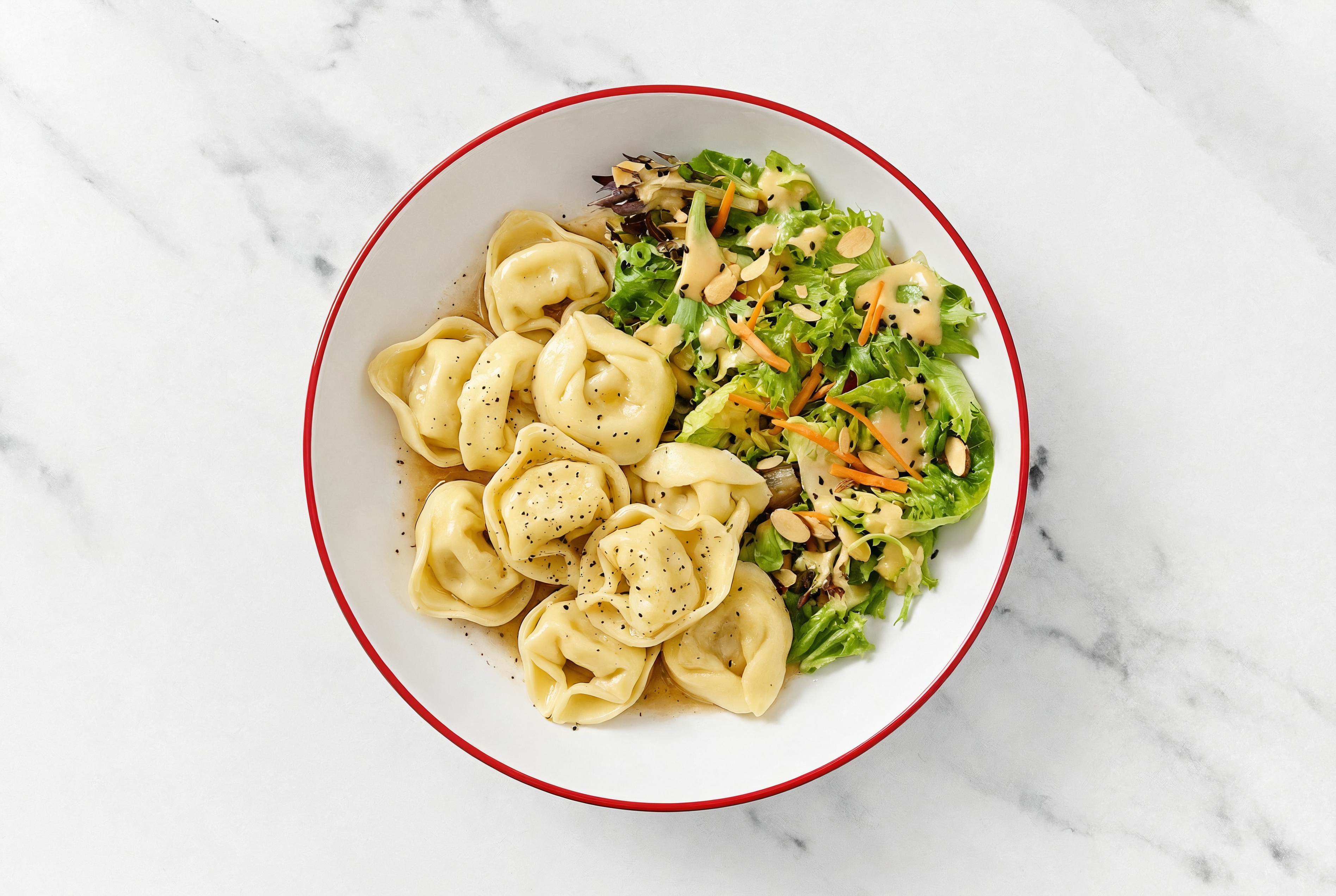 Herby  Brown Melt Organic Cold-Pressed Plant Butter Tortelloni + Side Salad