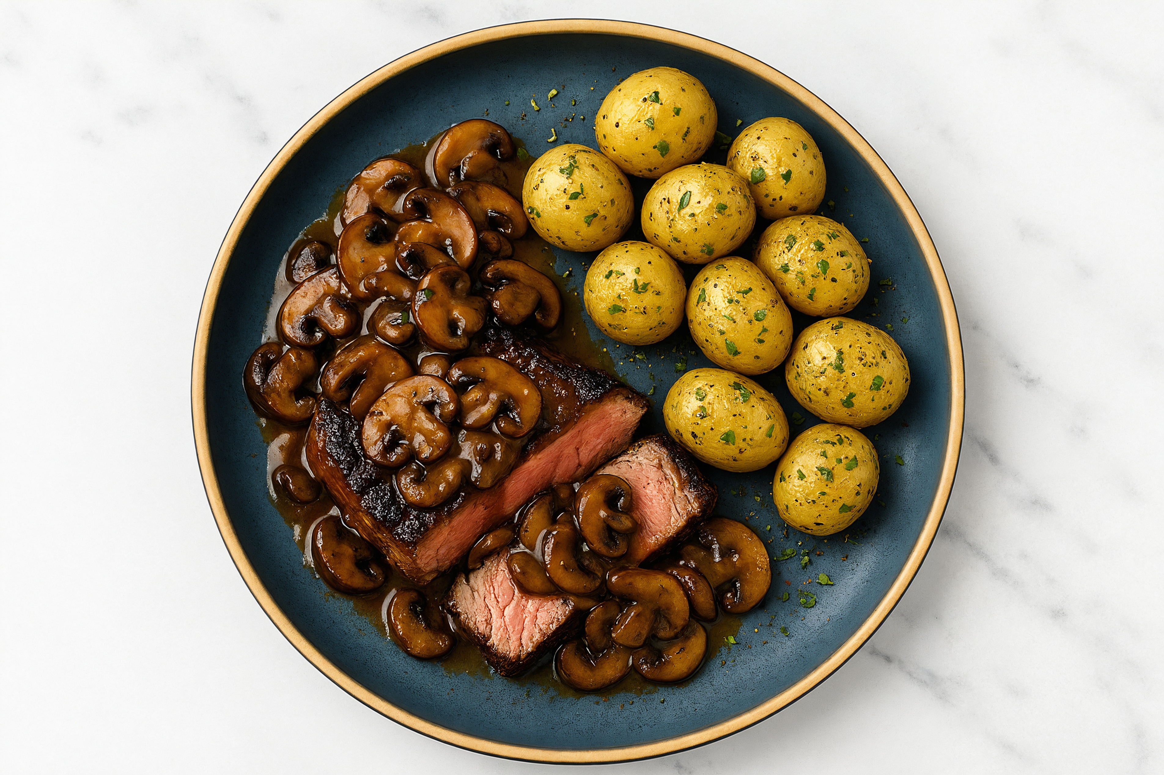  Wagyu Strip Steak with Mushroom Pan Sauce