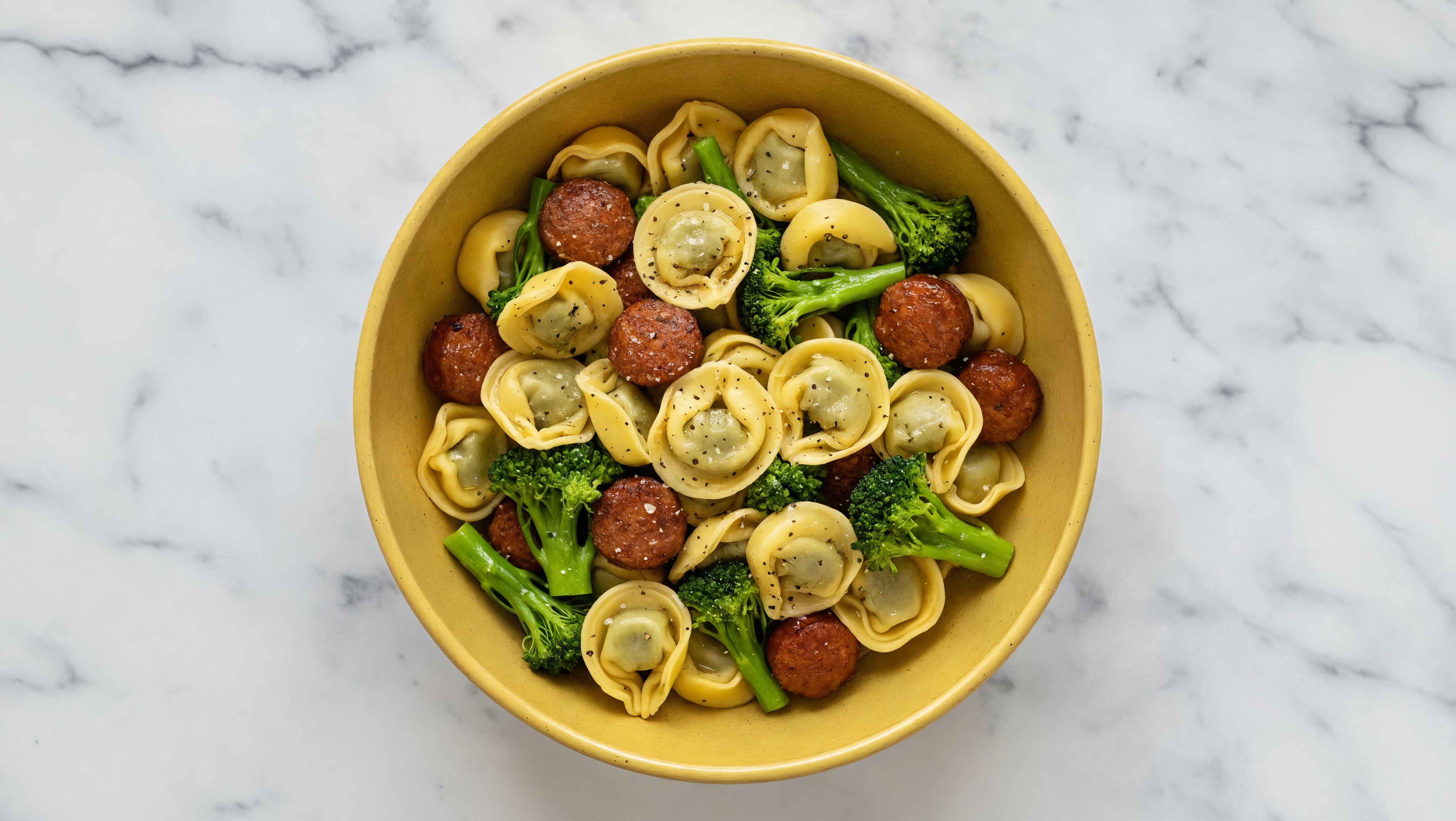 Cheese Tortellini with Broccoli + Hot Sausage