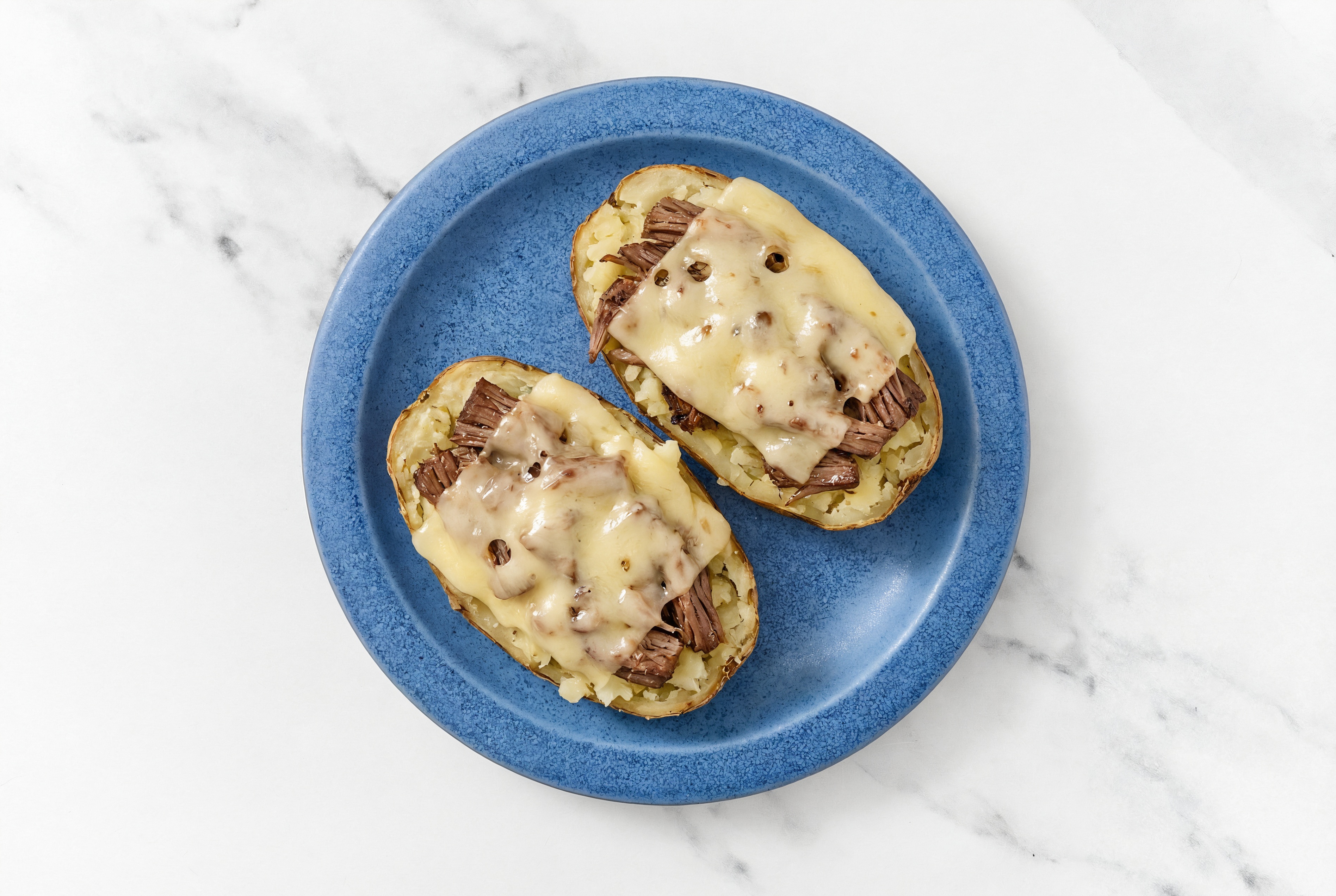 Melty Swiss Short Rib Stuffed Potato