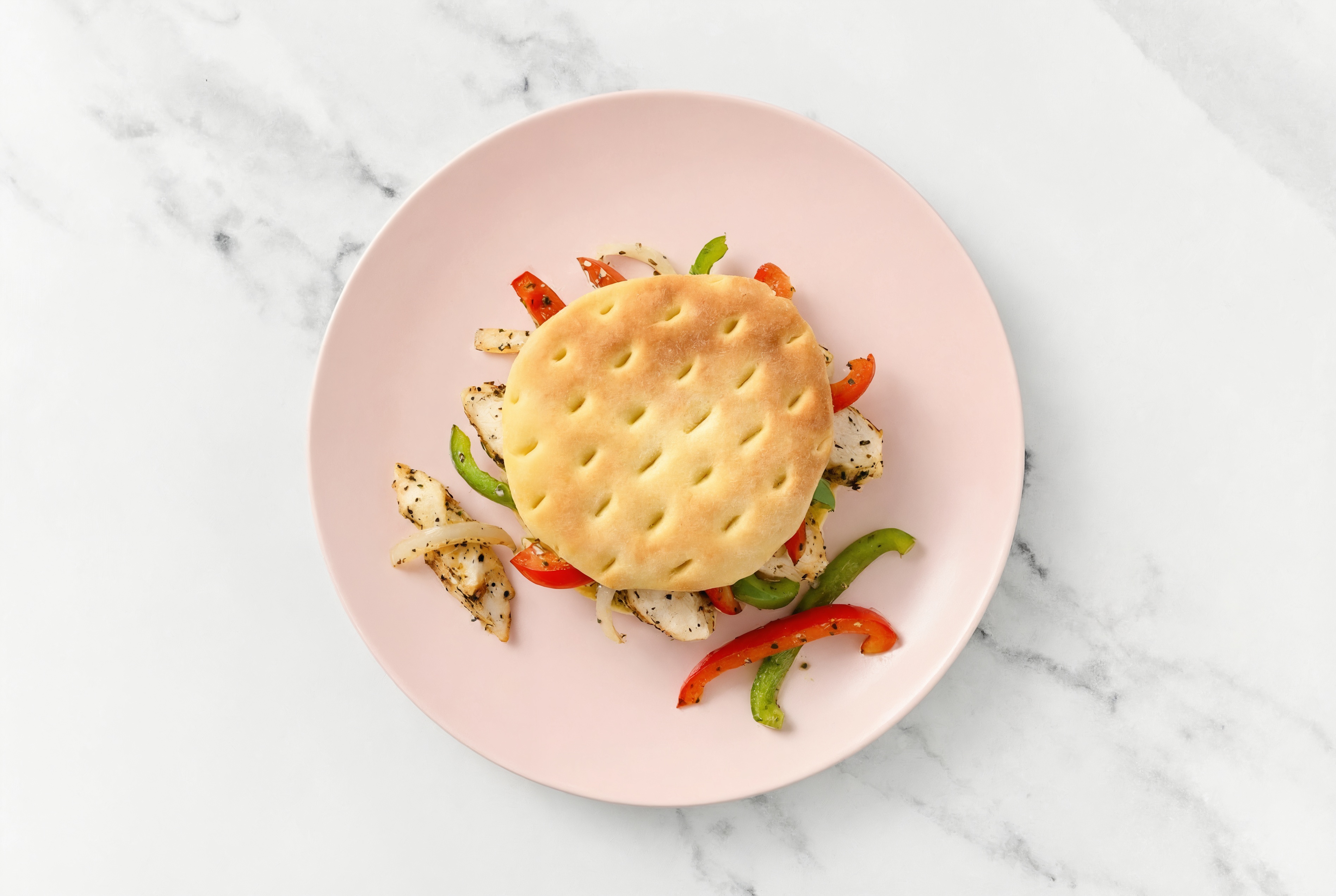Savory Grilled Seasoned Chicken Breast + Fajita Veggie Sandwich