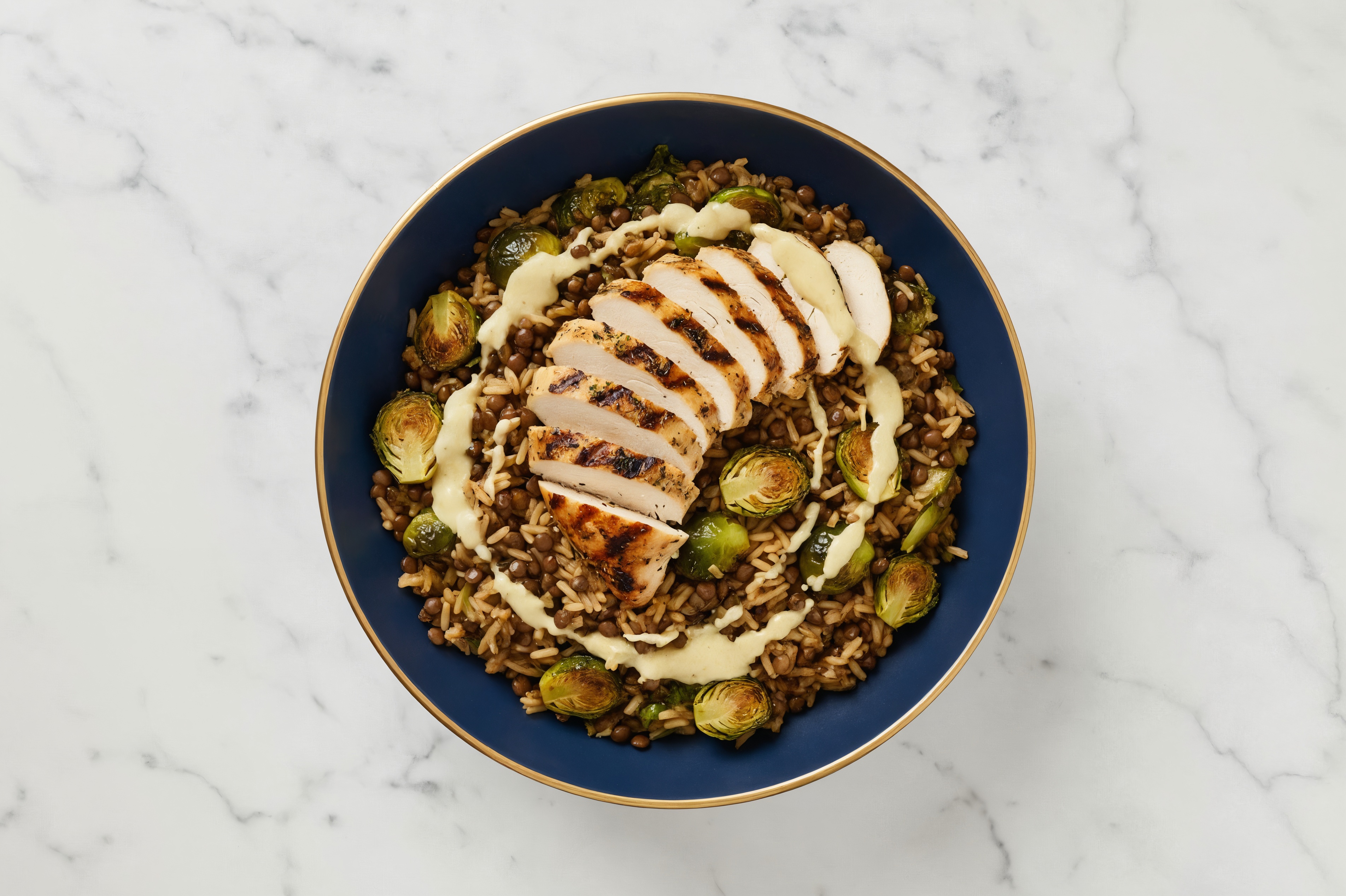 Grilled Mediterranean Chicken Breast + Brussels Protein Bowl