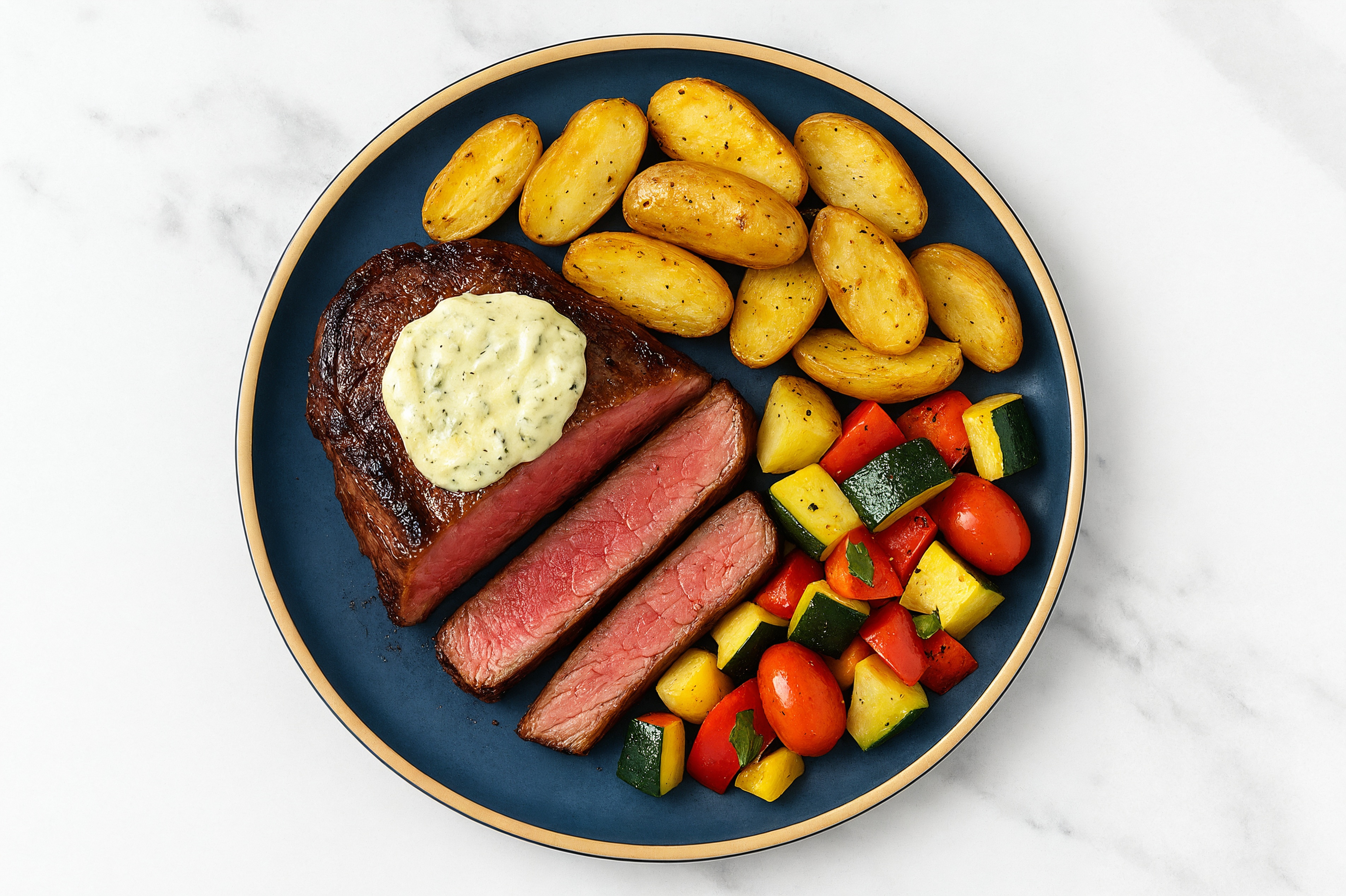 Dill NY Strip Steak + Summer Veggies