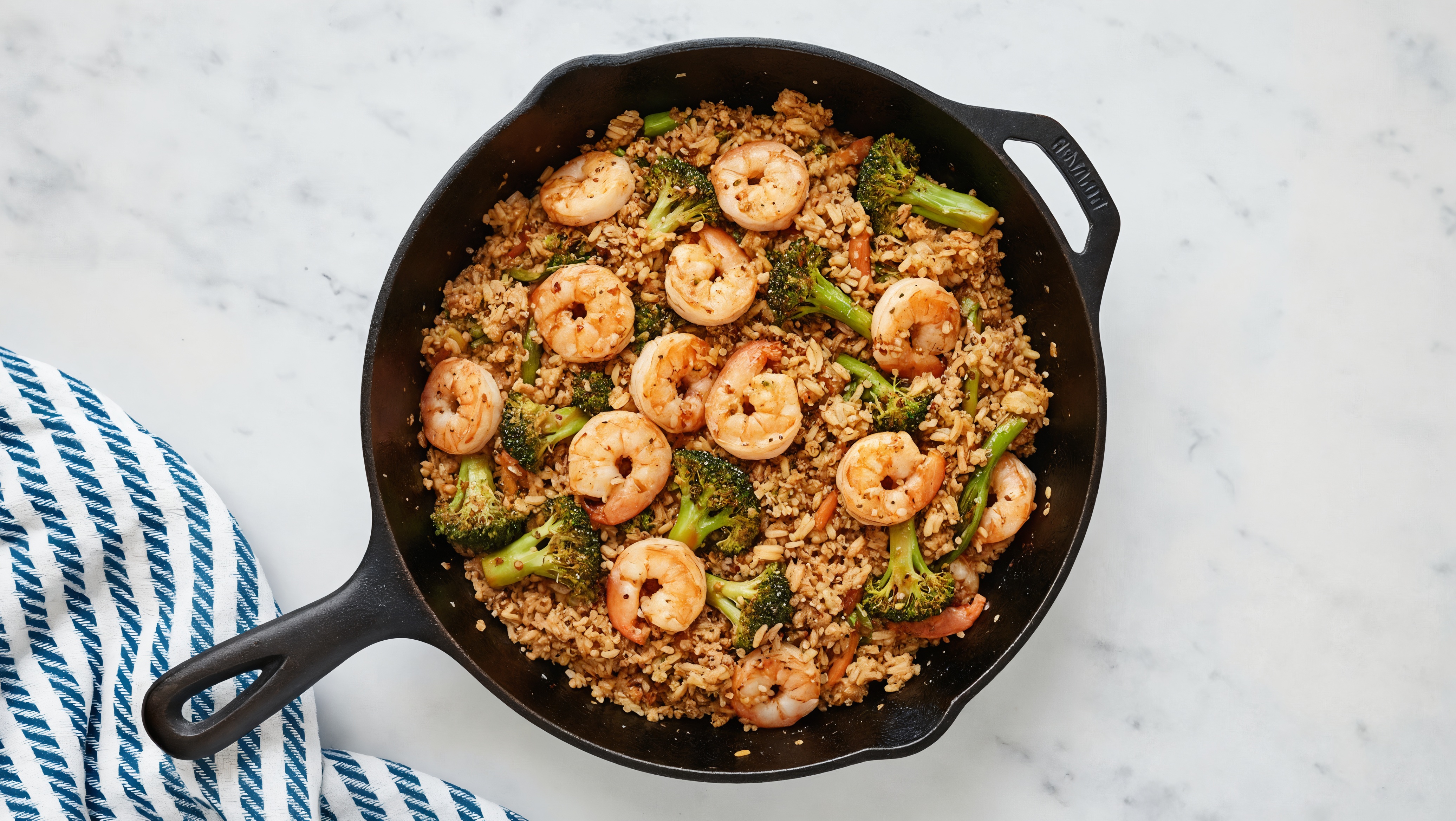 Takeout-Style Medium Cooked Shrimp + Organic Broccoli over Brown Rice