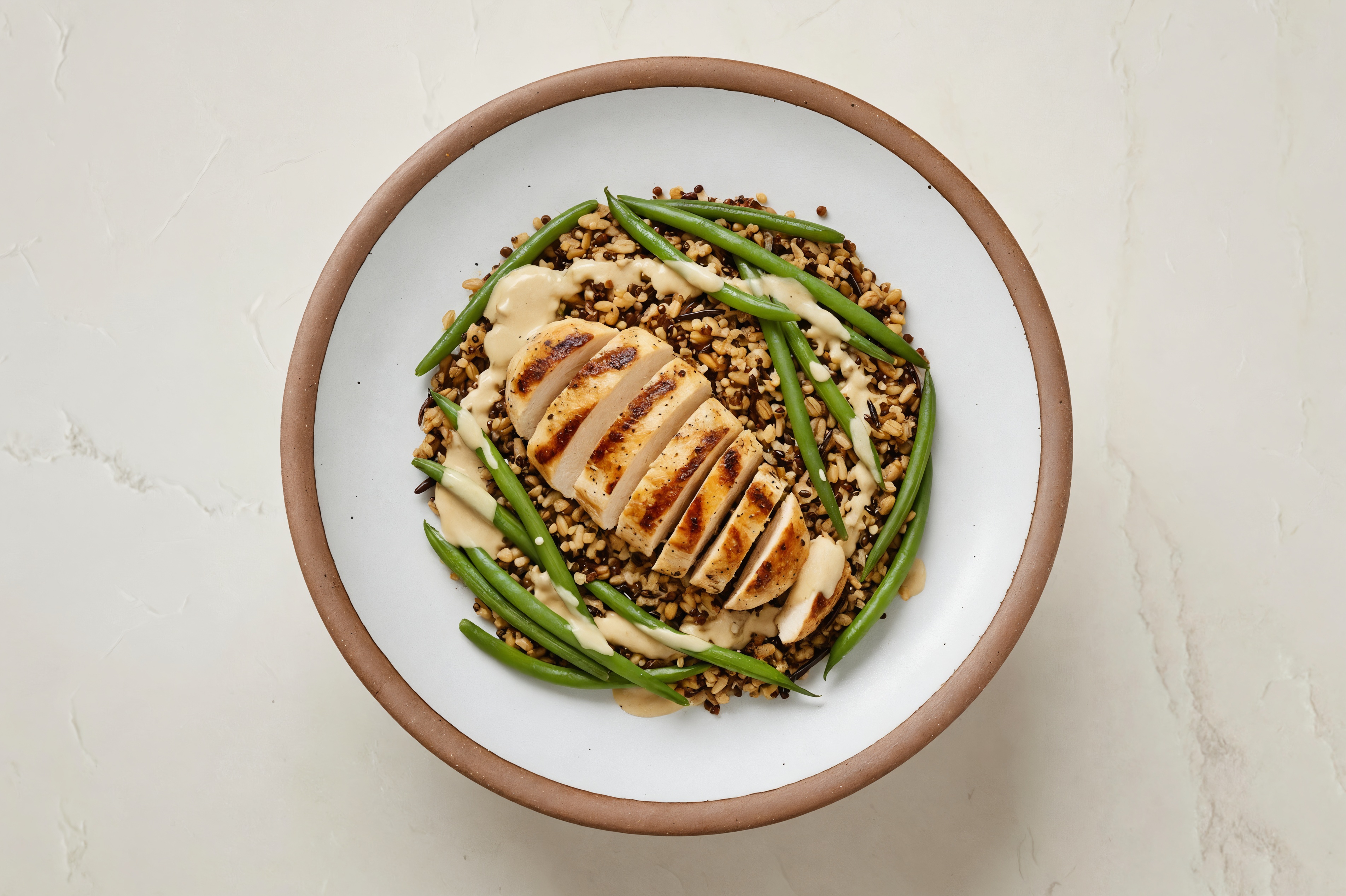 Creamy Garlic Seasoned Grilled Chicken Breast + Green Bean Bowl