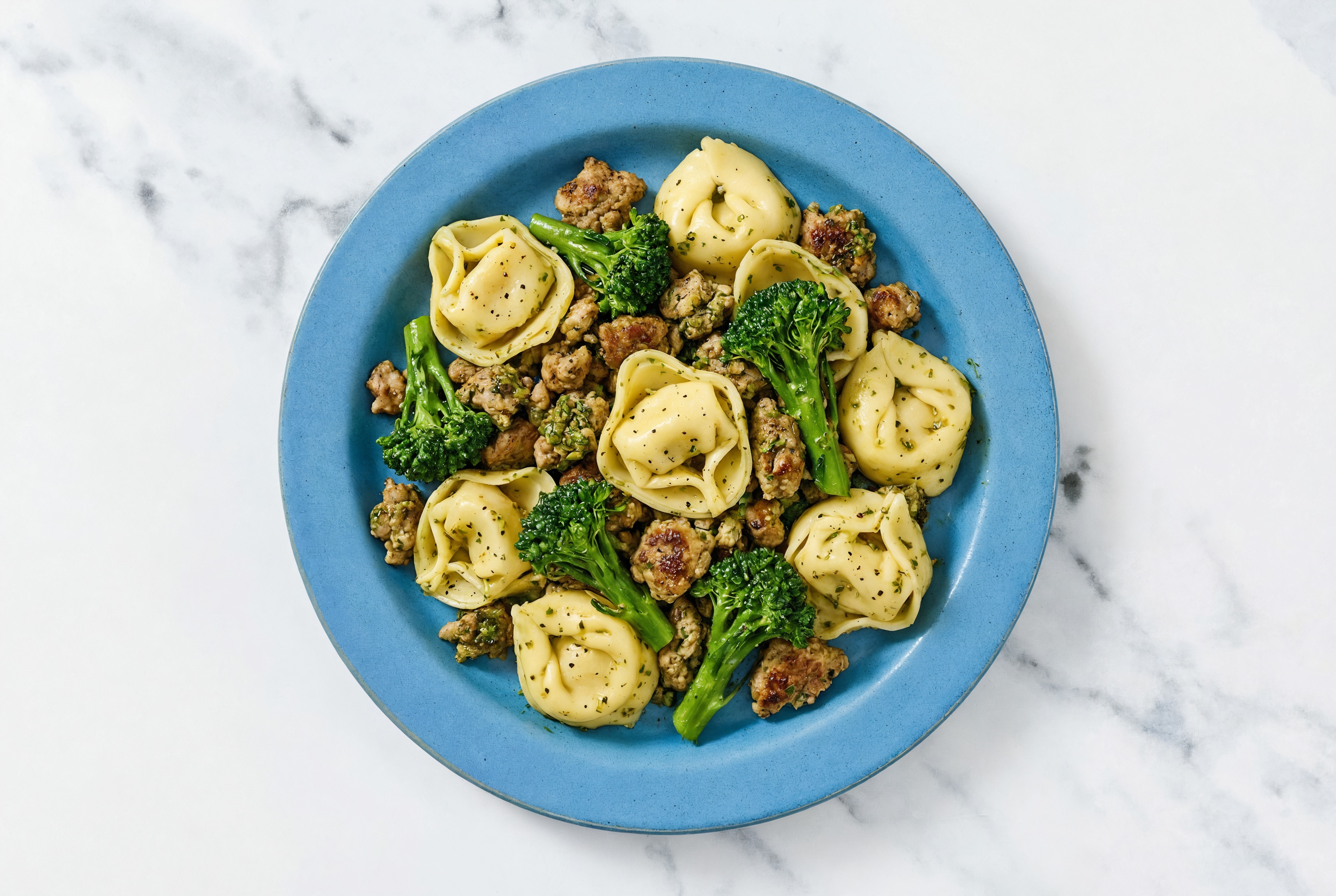 Tortelloni Kale Pesto with Ground Turkey & Baby Broccoli