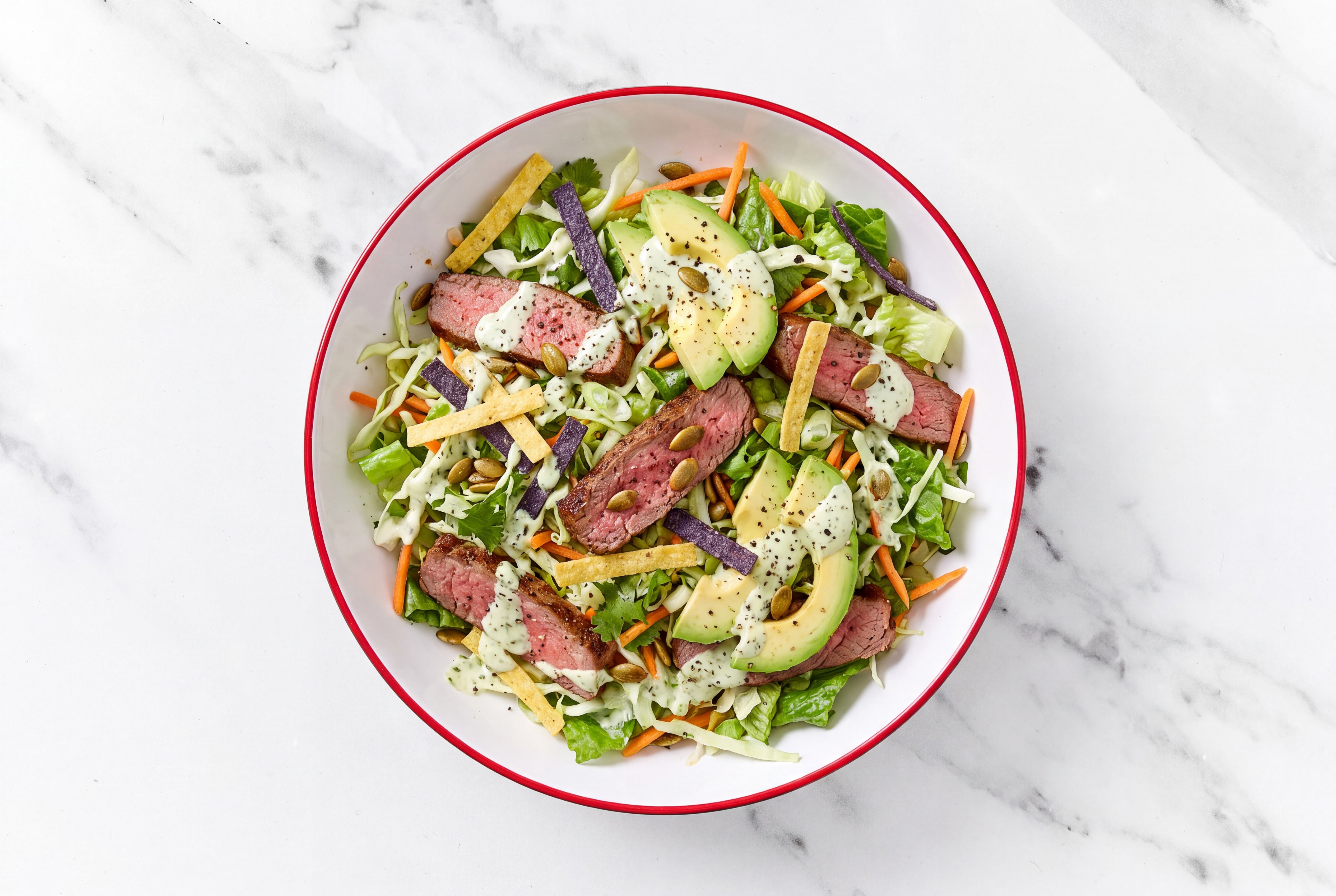 Southwest Salad with Beef Sirloin Steaks + Fresh Avocado