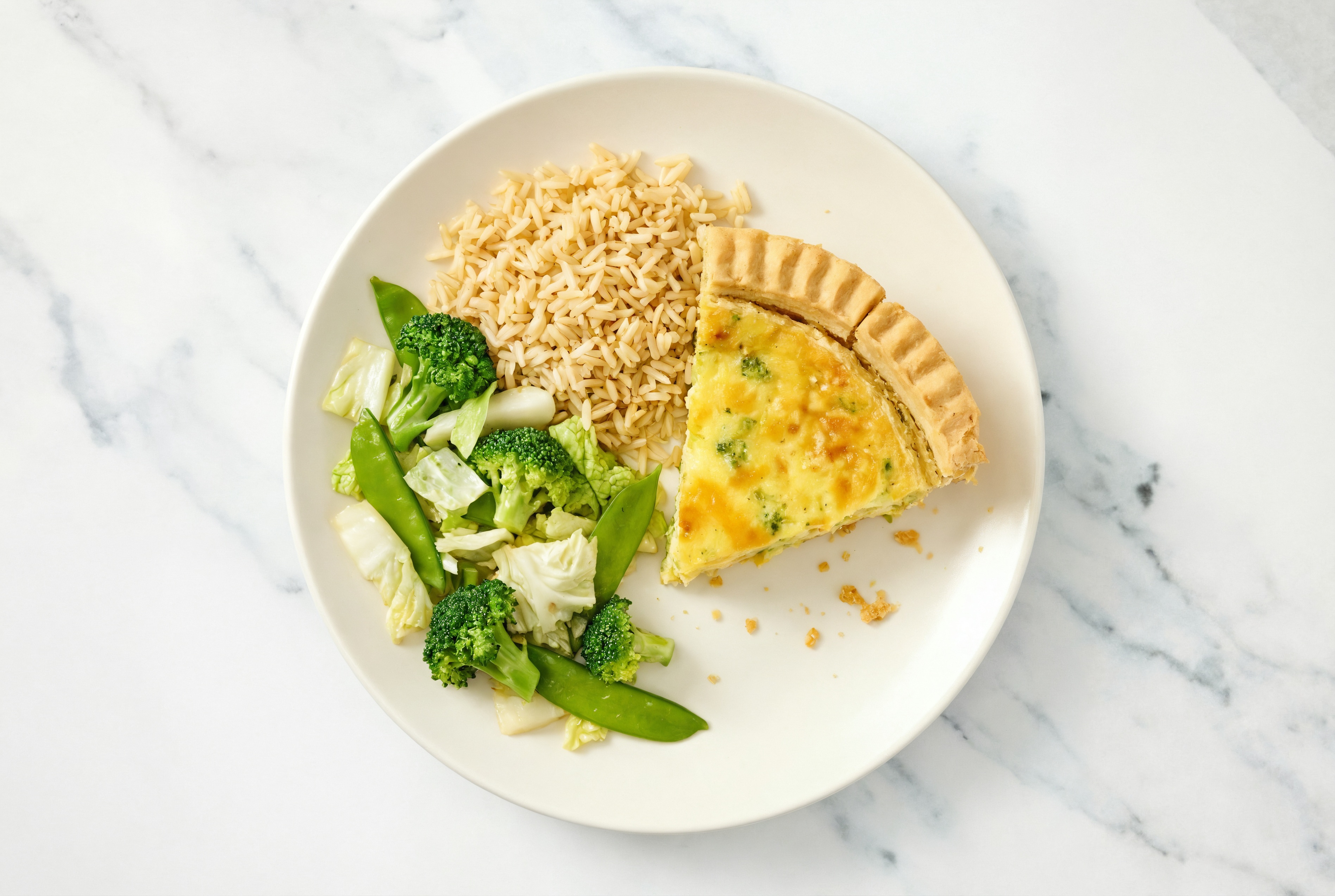 Broccoli & Cheddar Quiche with Bok Choy & Bone Broth Rice