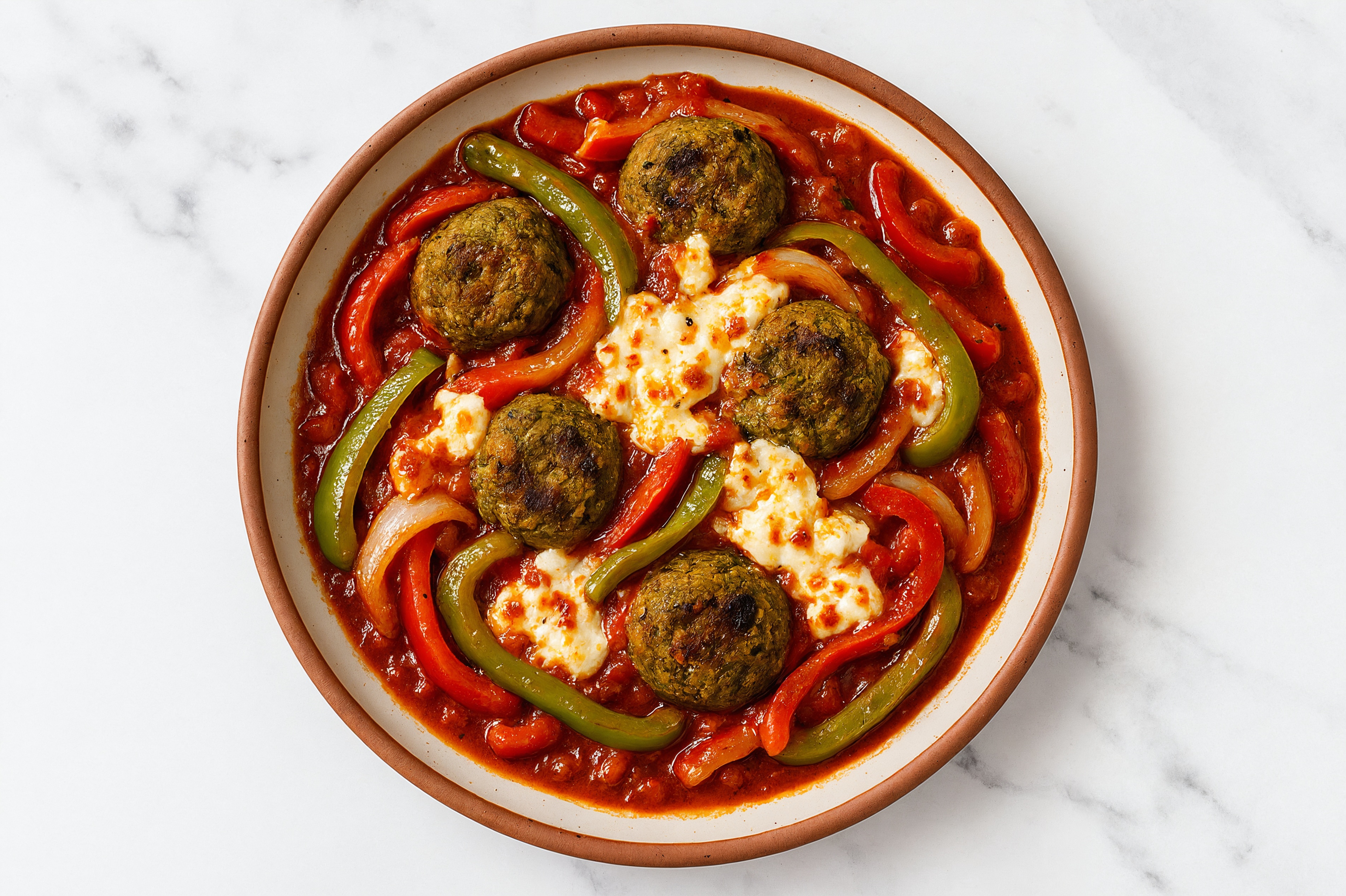 Cheesy Tomato Falafel Bake
