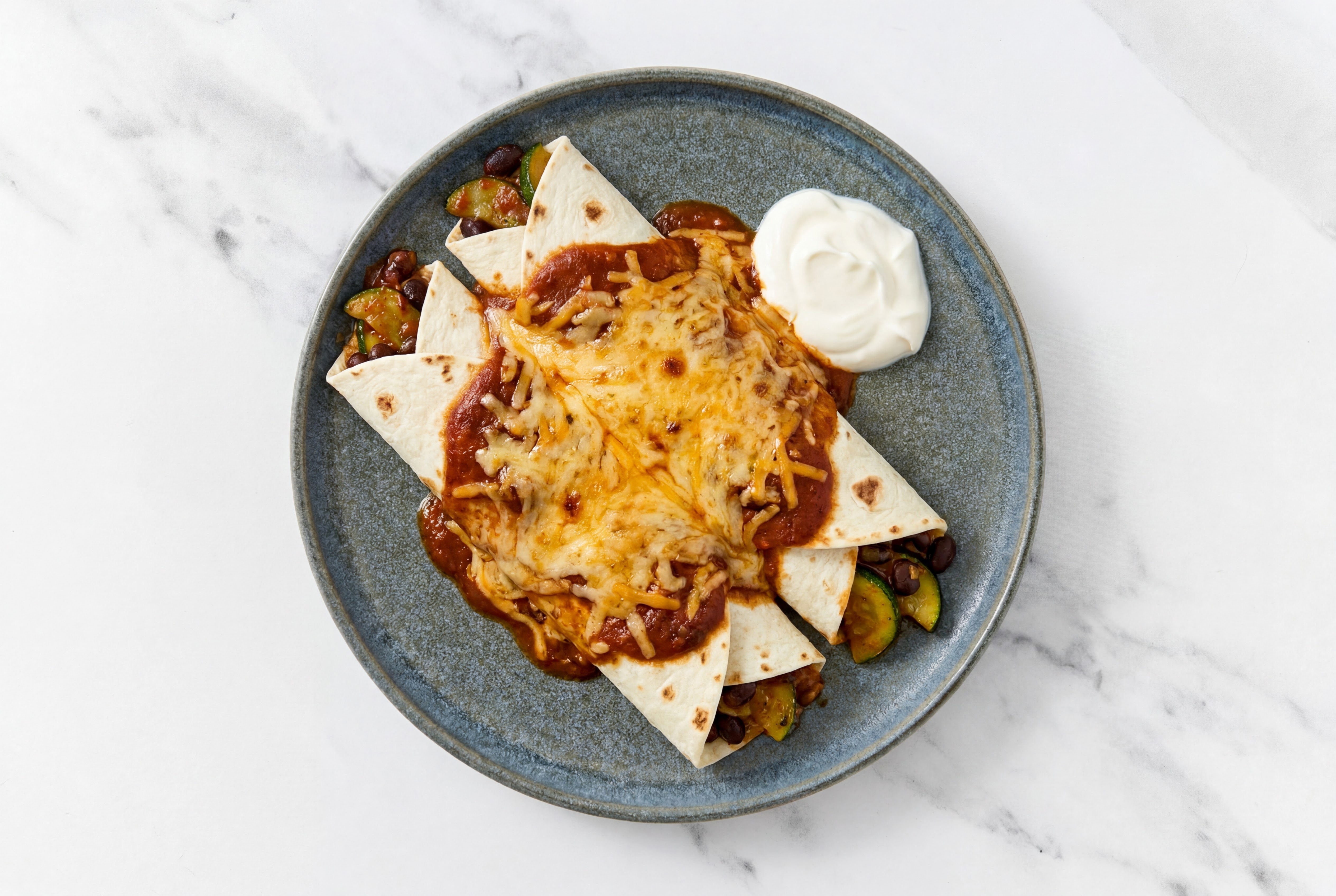 Herby Black Bean + Zucchini Enchiladas