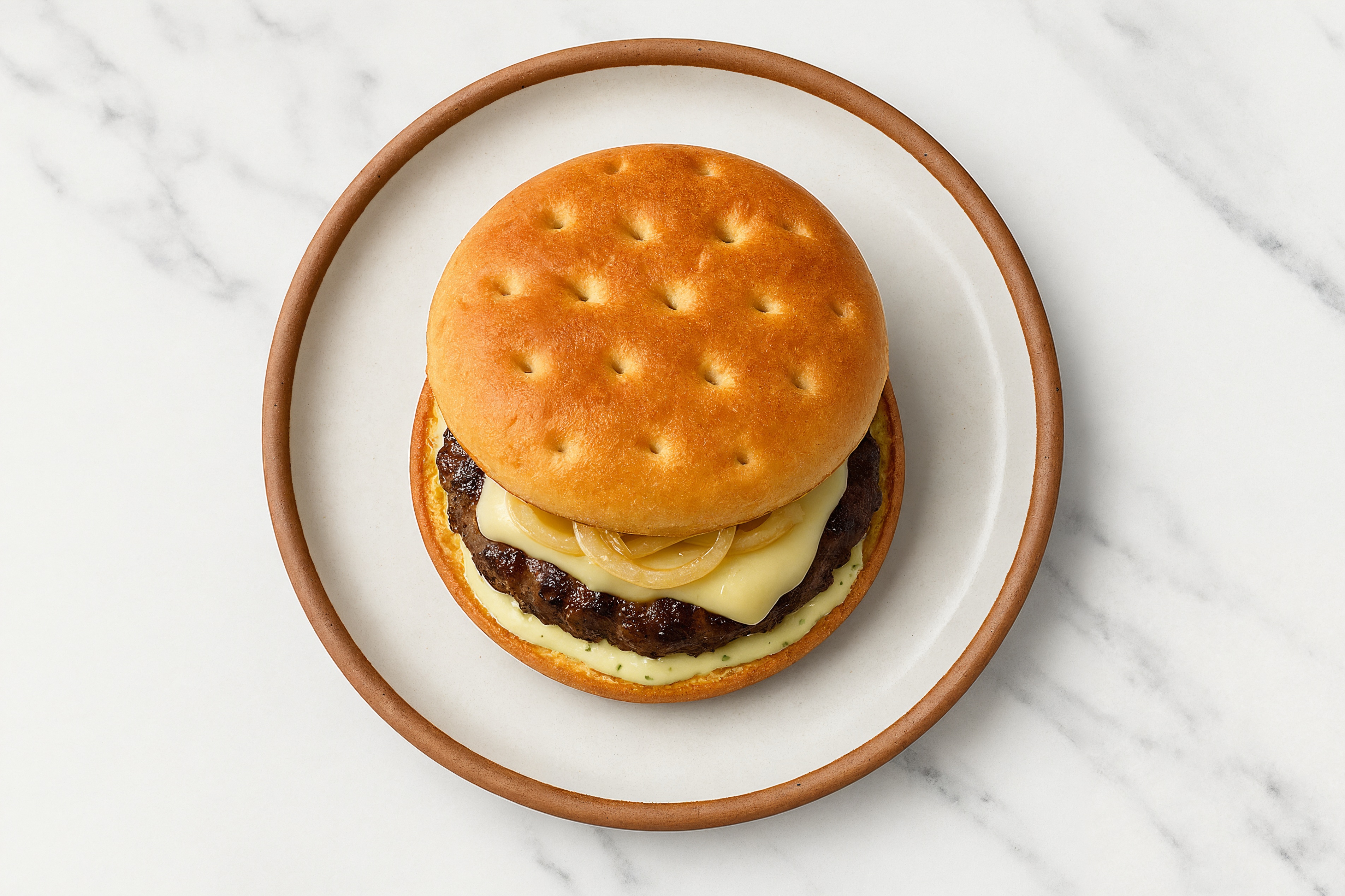 Bison Burger with Vegan Jalapeño Crema + Havarti