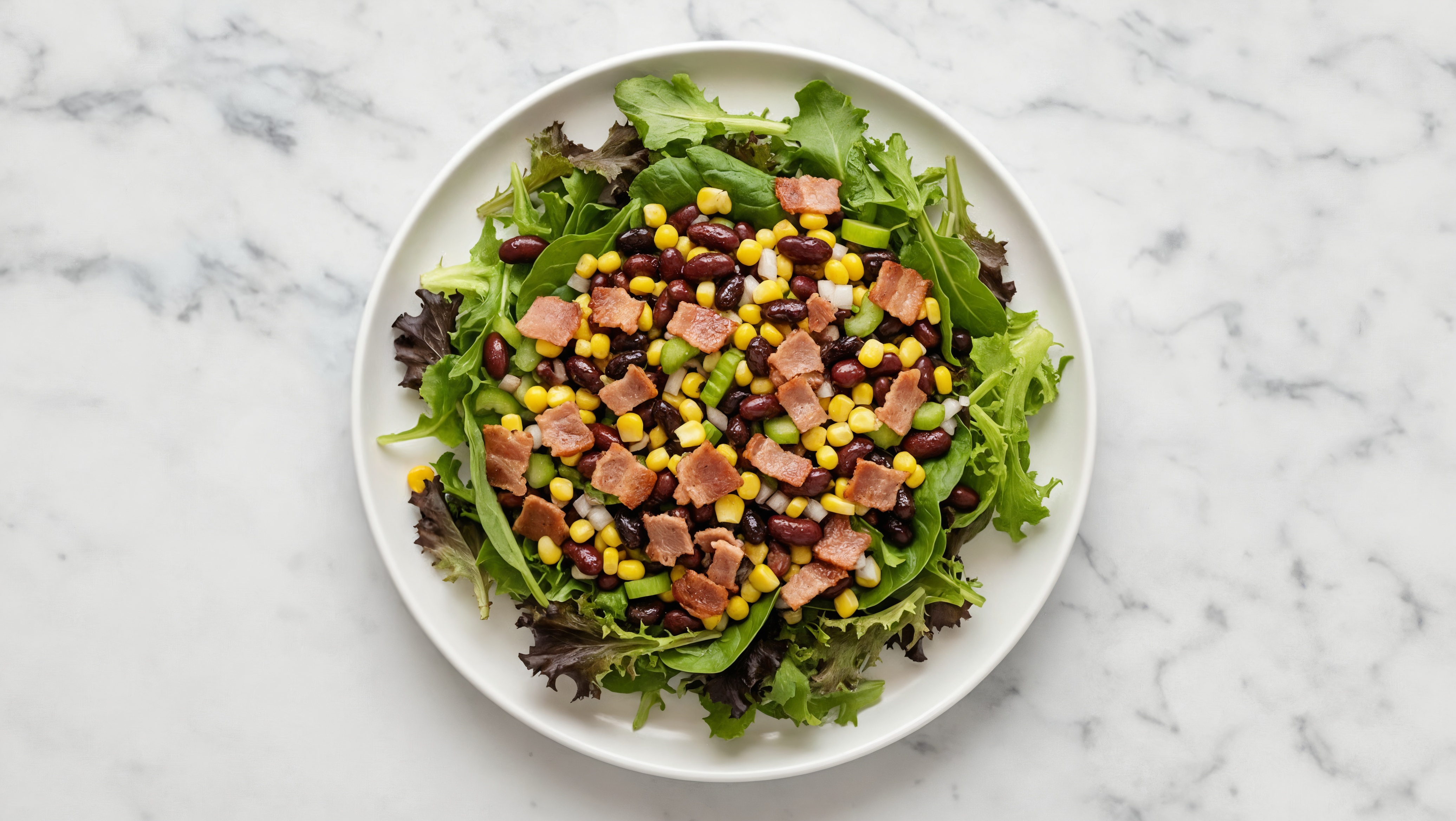 Balsamic Spring Mix Salad with Turkey Bacon & Black Beans