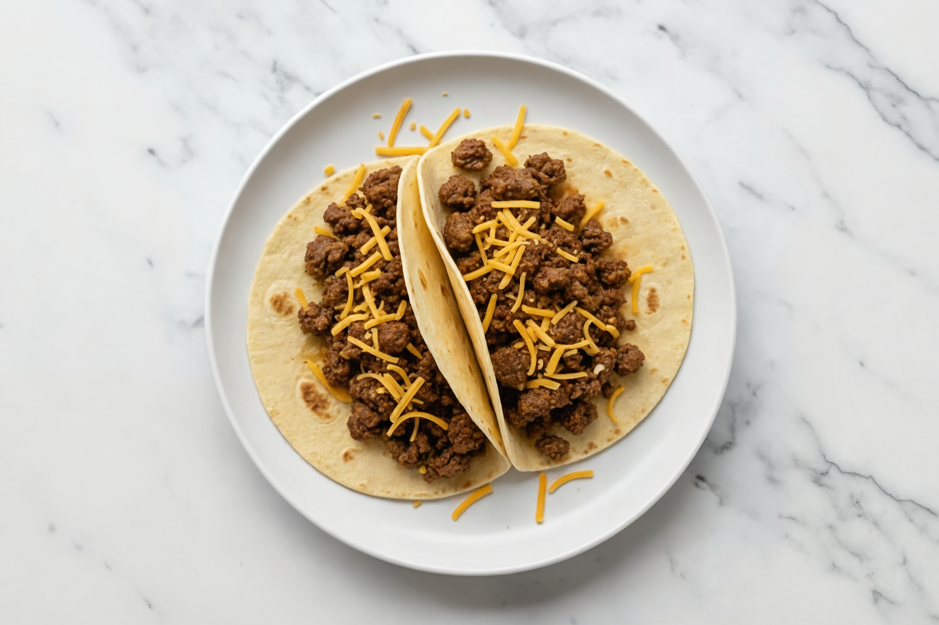 Cheesy Ground Wagyu Beef Fiber Tacos with Shredded Sharp Cheddar Cheese