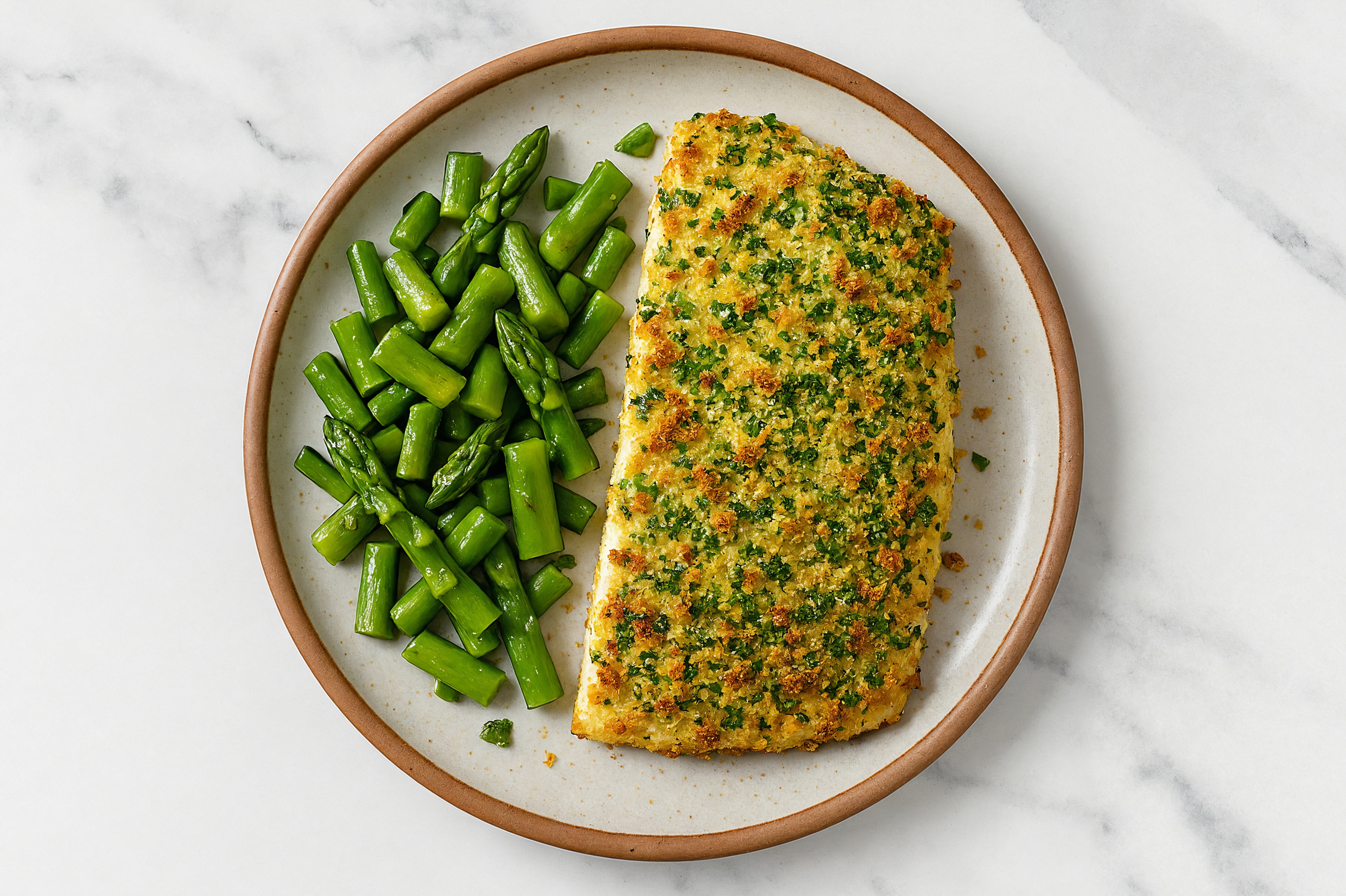 Crispy Parmesan Baked Black Cod + Asparagus