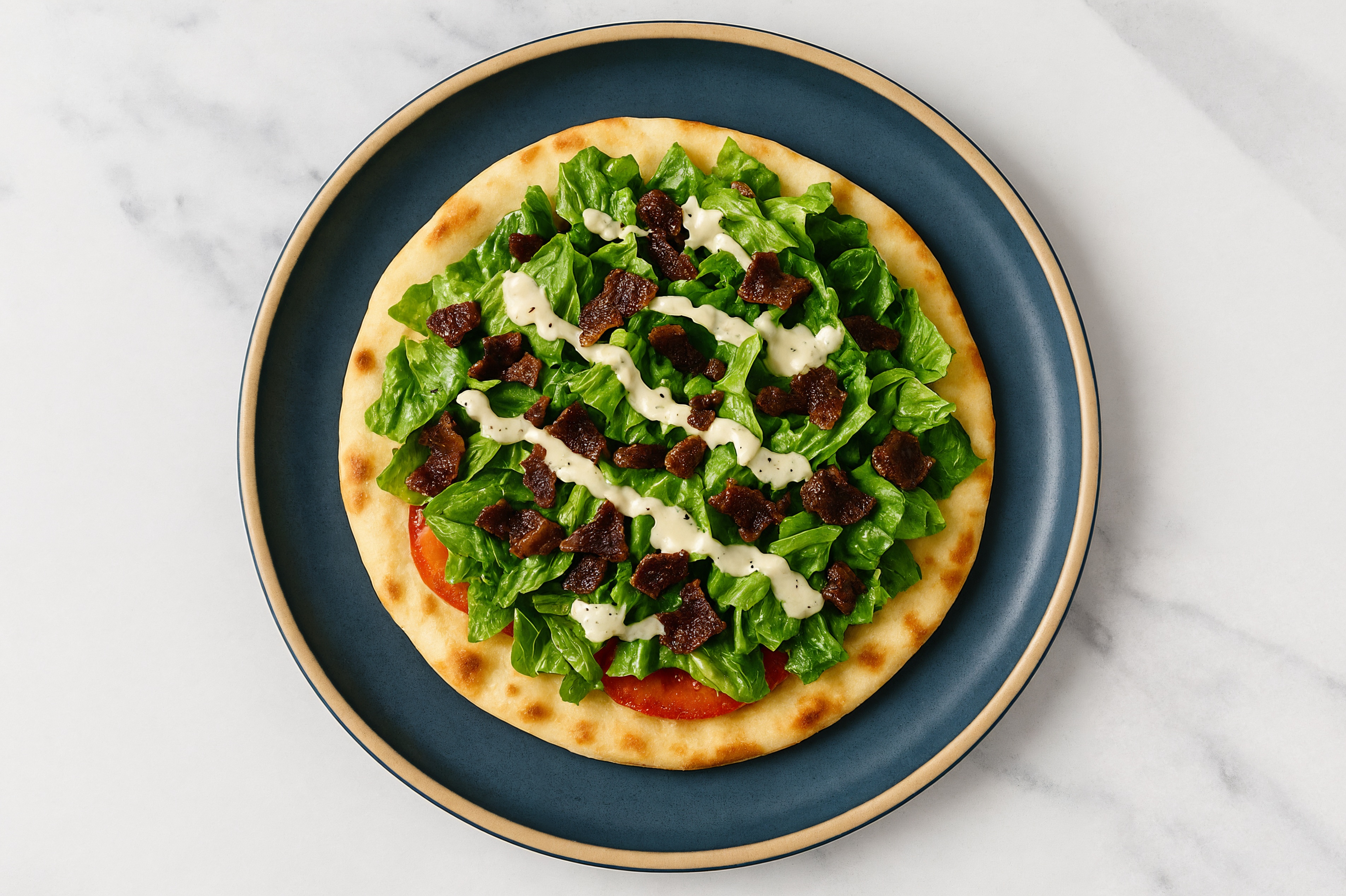 Hearty Garlicky BLT Flatbread with Traditional Naan