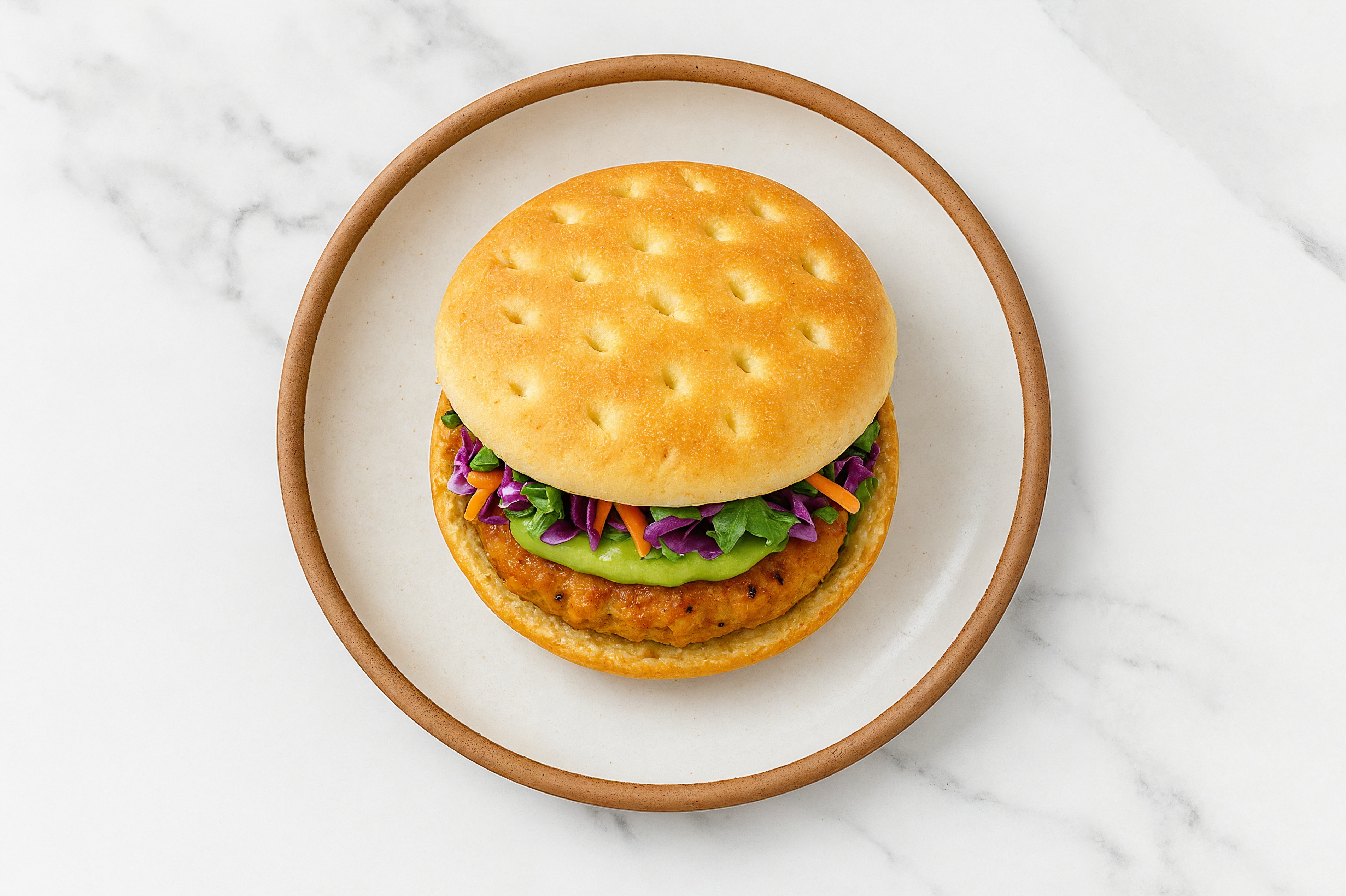 Herby Rainbow Southwestern Chicken 'n Guac Burger