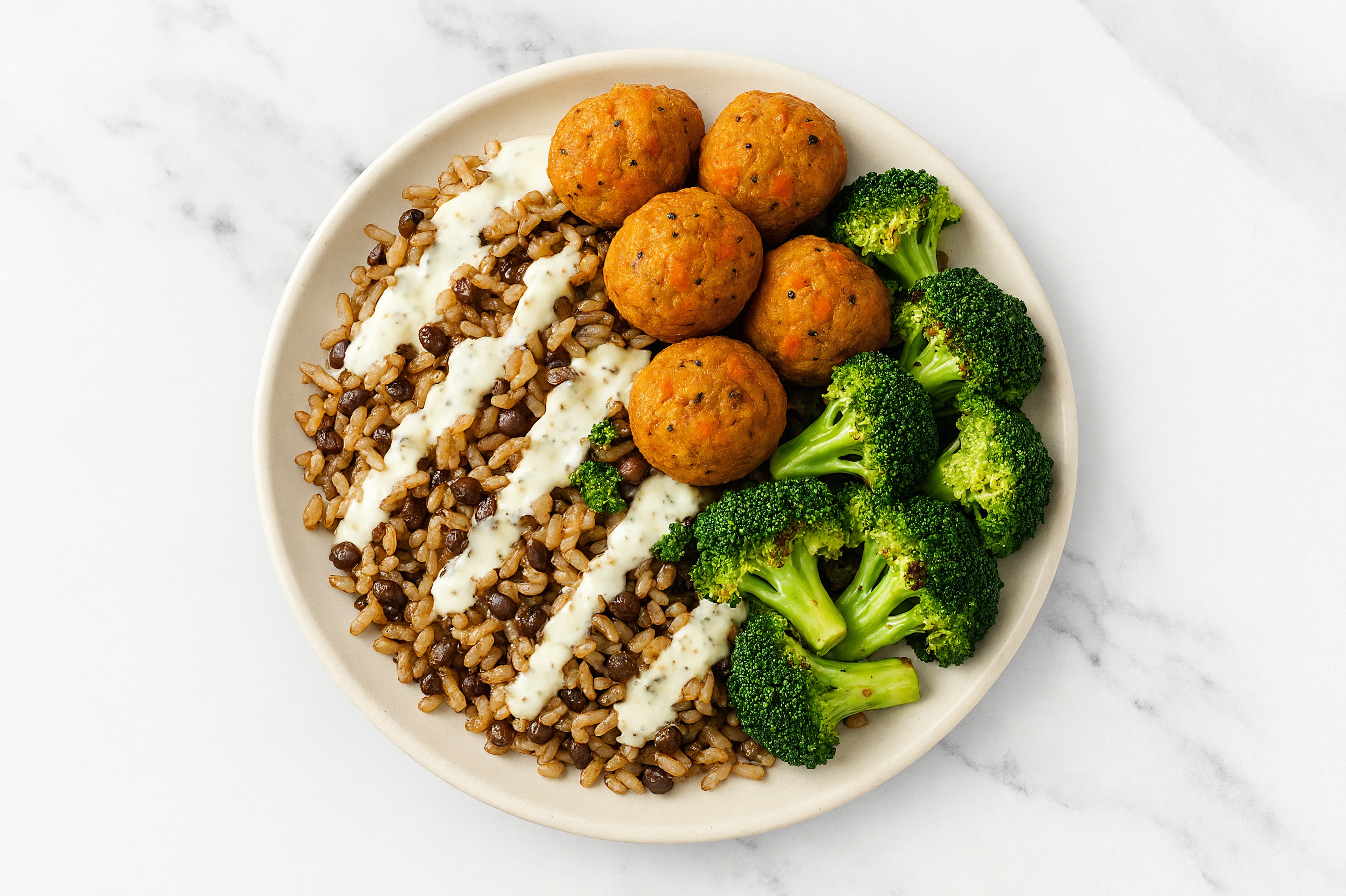 Veggie Ball + Organic Broccoli Ranch Grain Bowl
