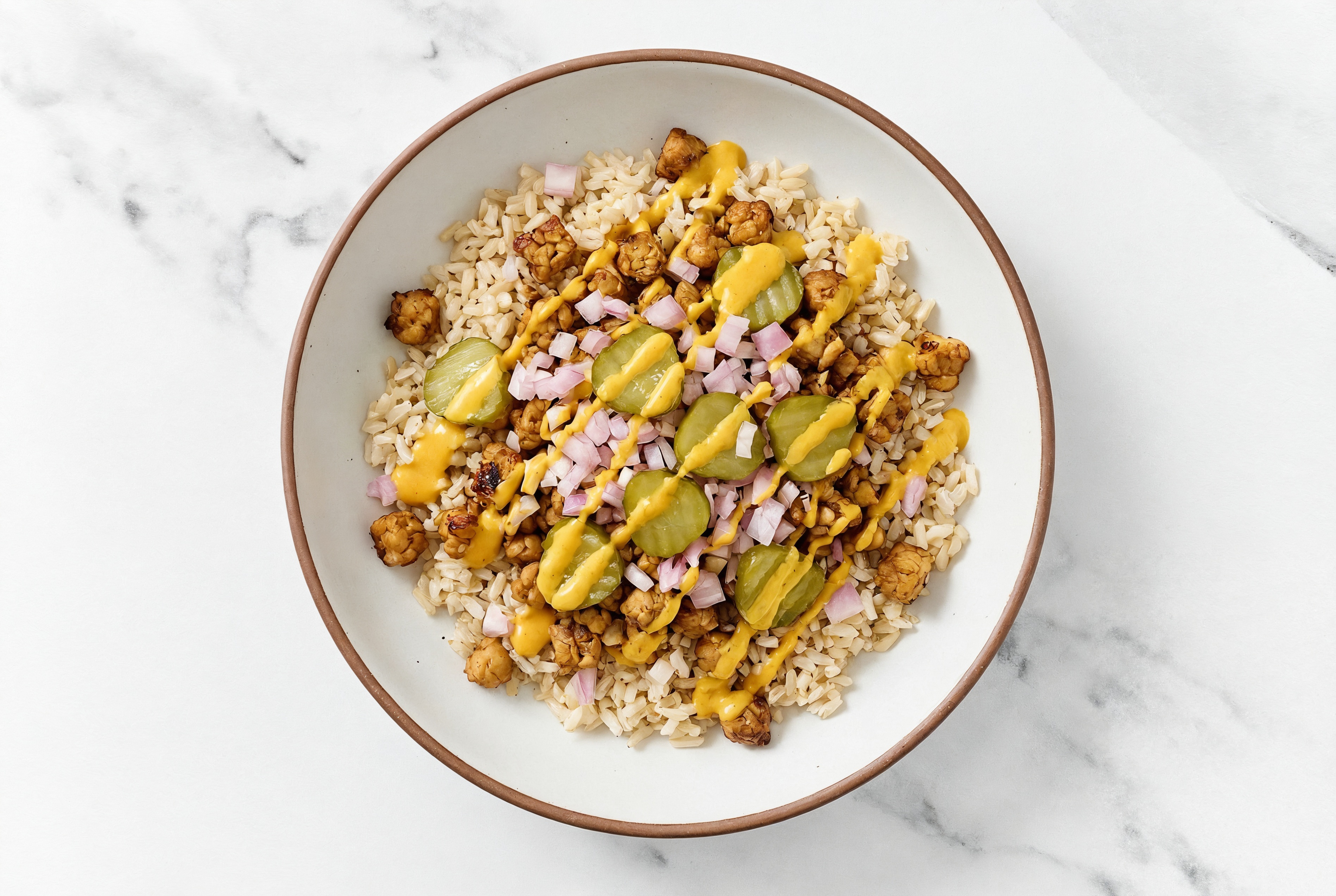 Boujee 'Tempeh'-less Burger Bowl + Pickle De Gallo