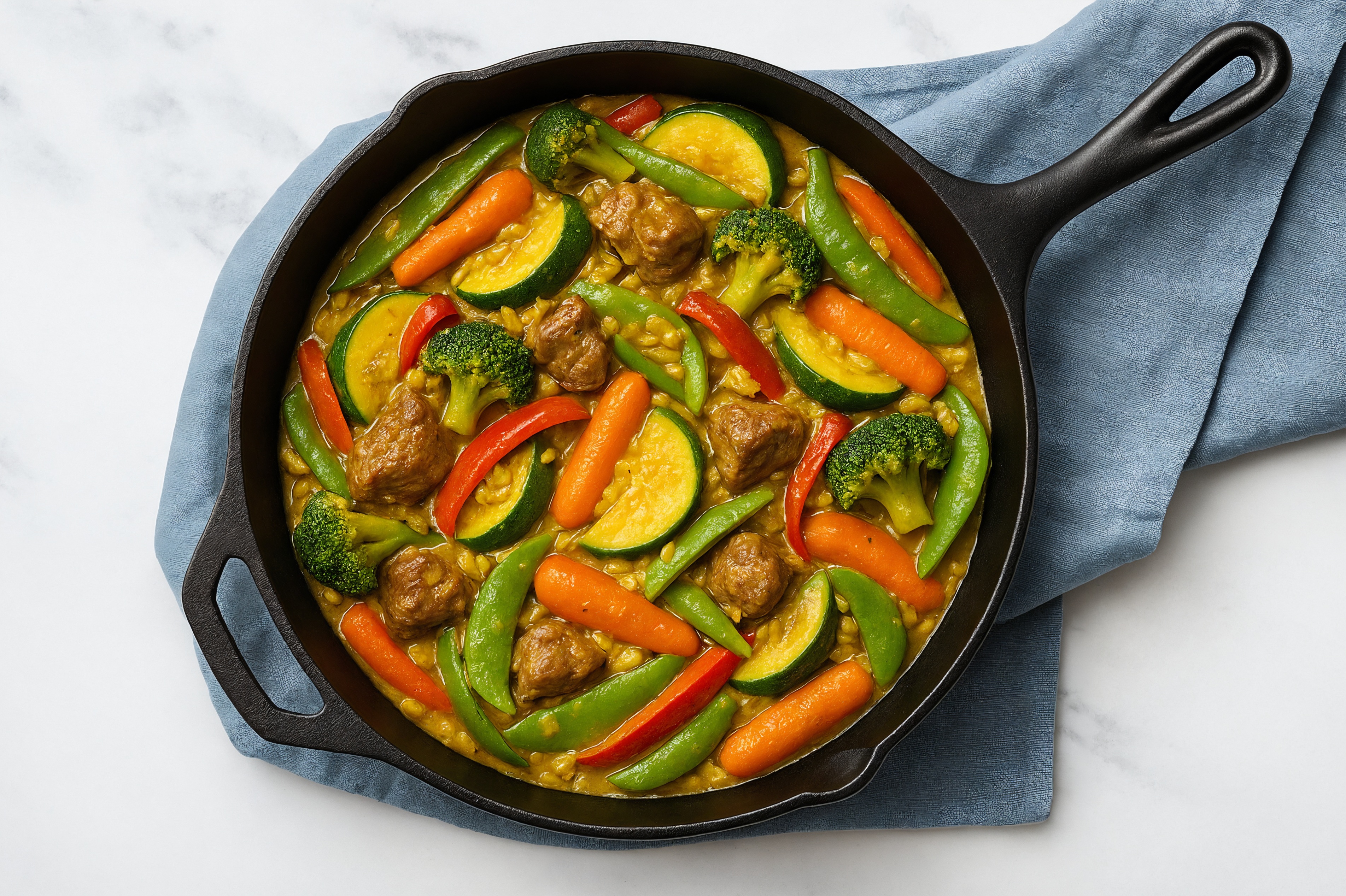 Curry Veggie + Lamb Stir-Fry