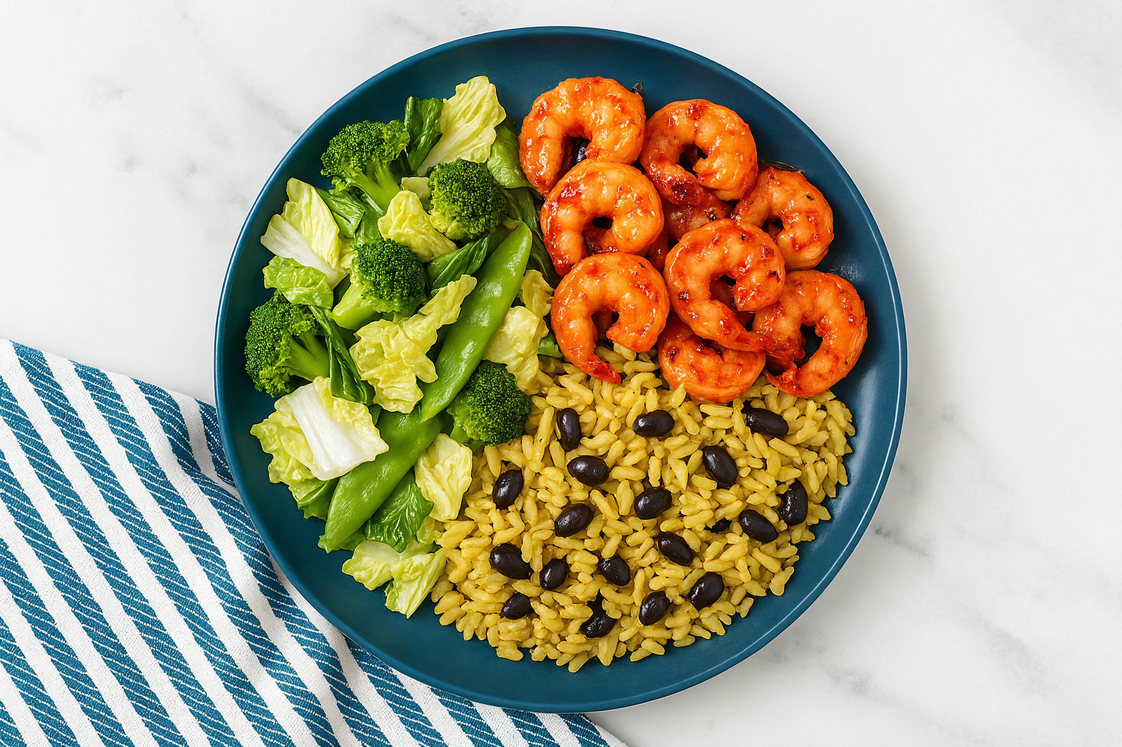 Chili Crisp Shrimp Over Rice with Beans