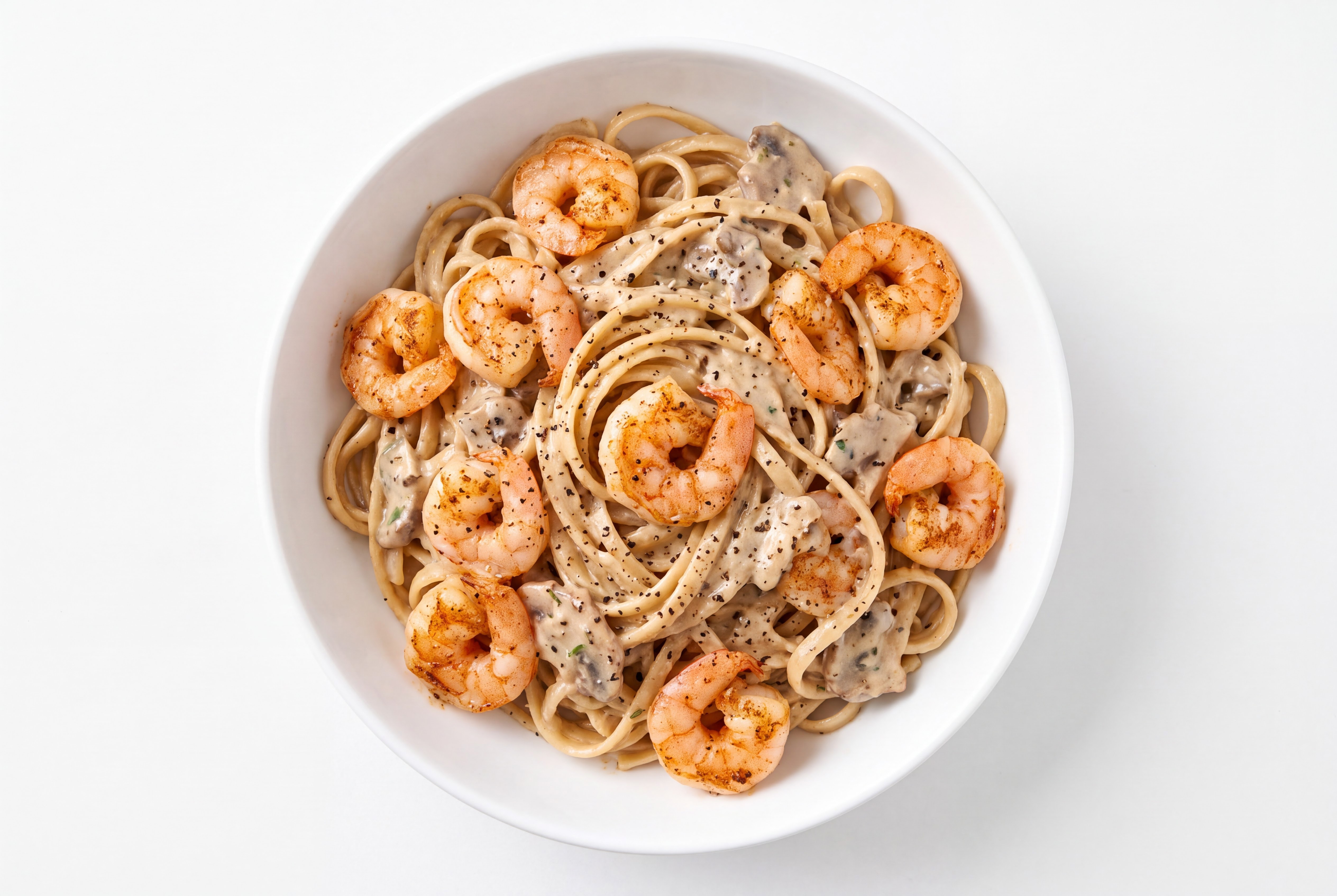 Blackened Medium Cooked Shrimp Linguine Truffle