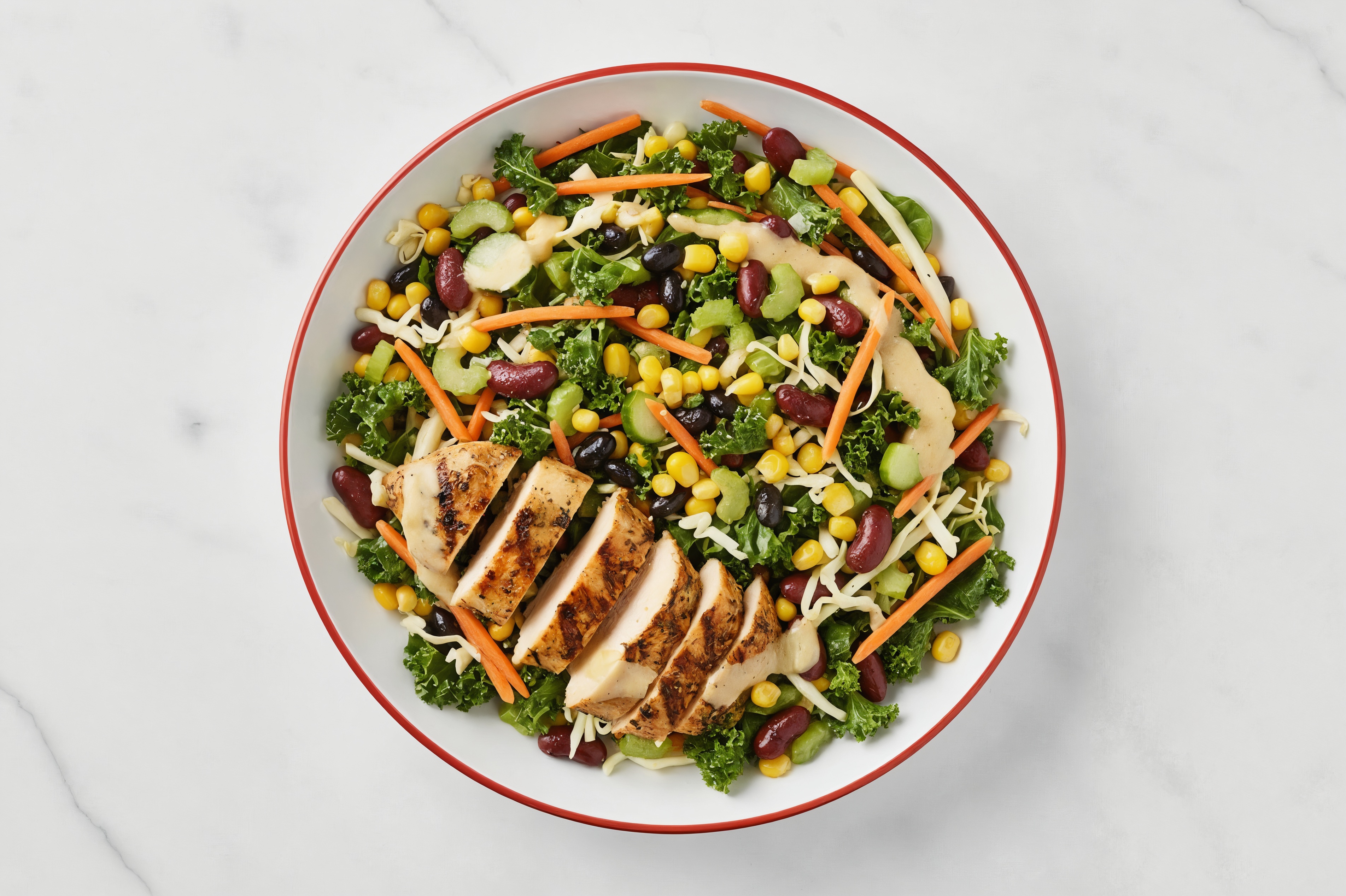 Creamy Bean + Mediterranean Grilled Chicken Breast Caesar Salad