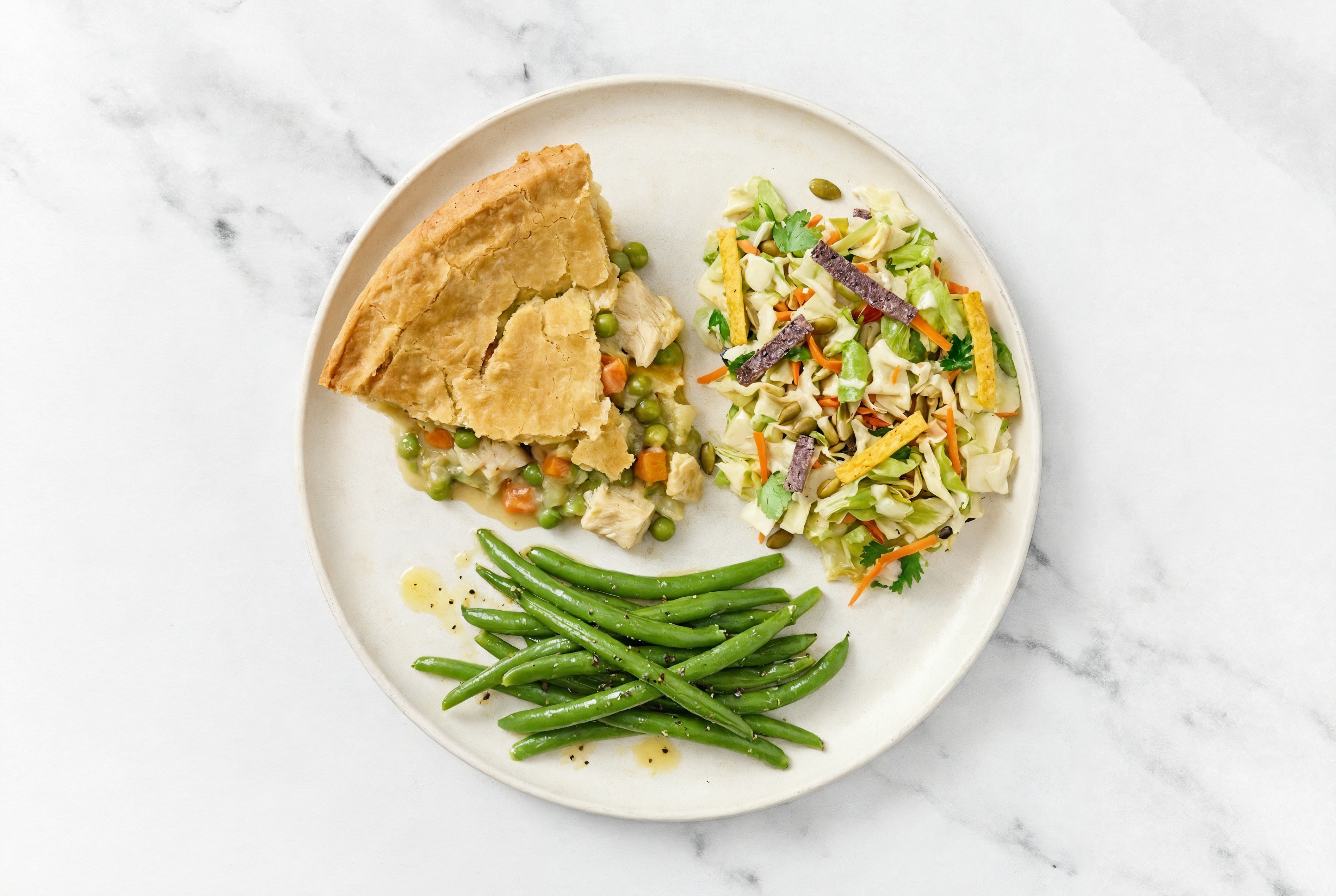 Chicken Pot Pie with Green Beans & Southwest Salad