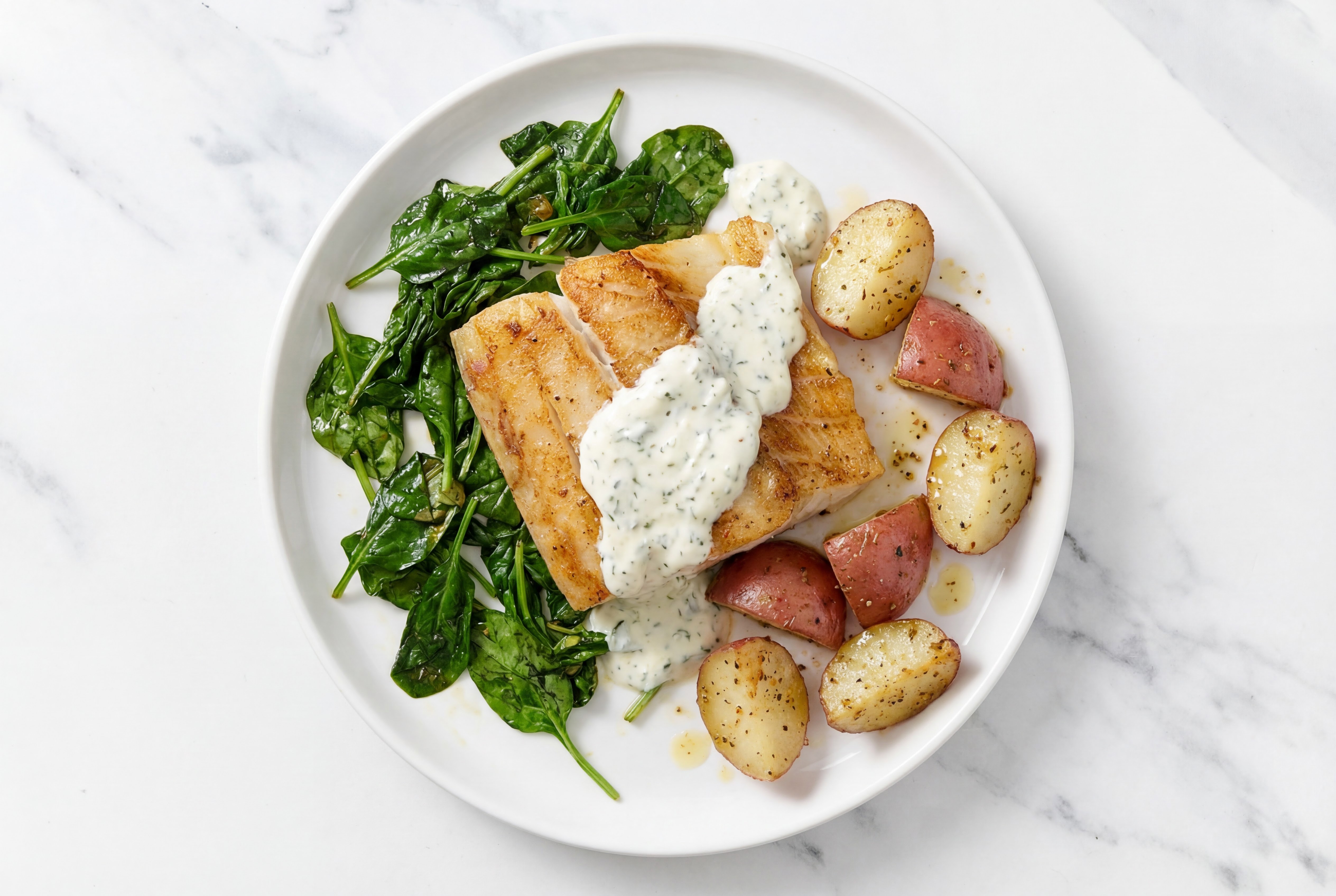 Tzatziki Honey Herb Barramundi + Red Potatoes