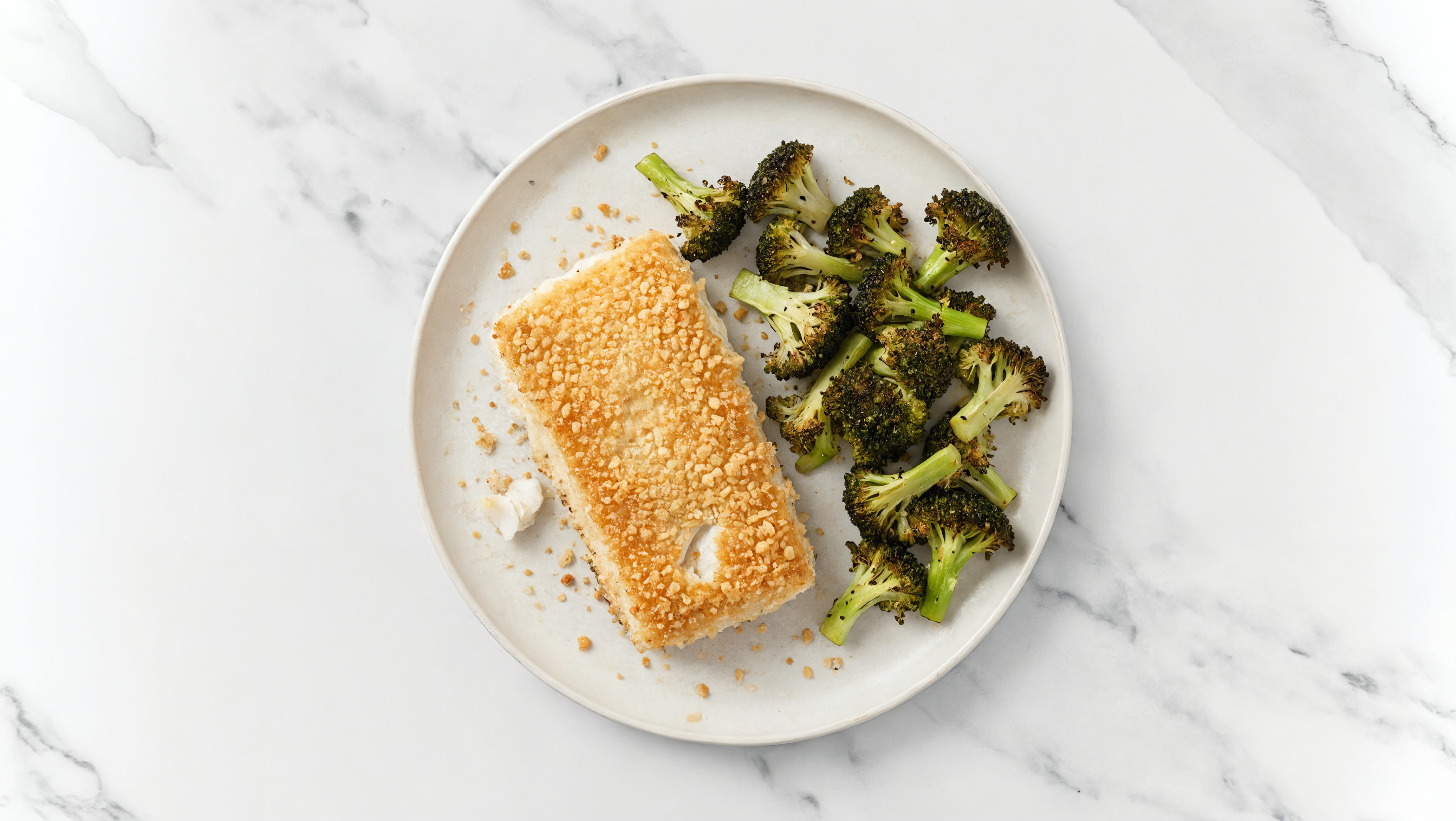 Panko Crusted Wild Halibut + Roasted Organic Broccoli