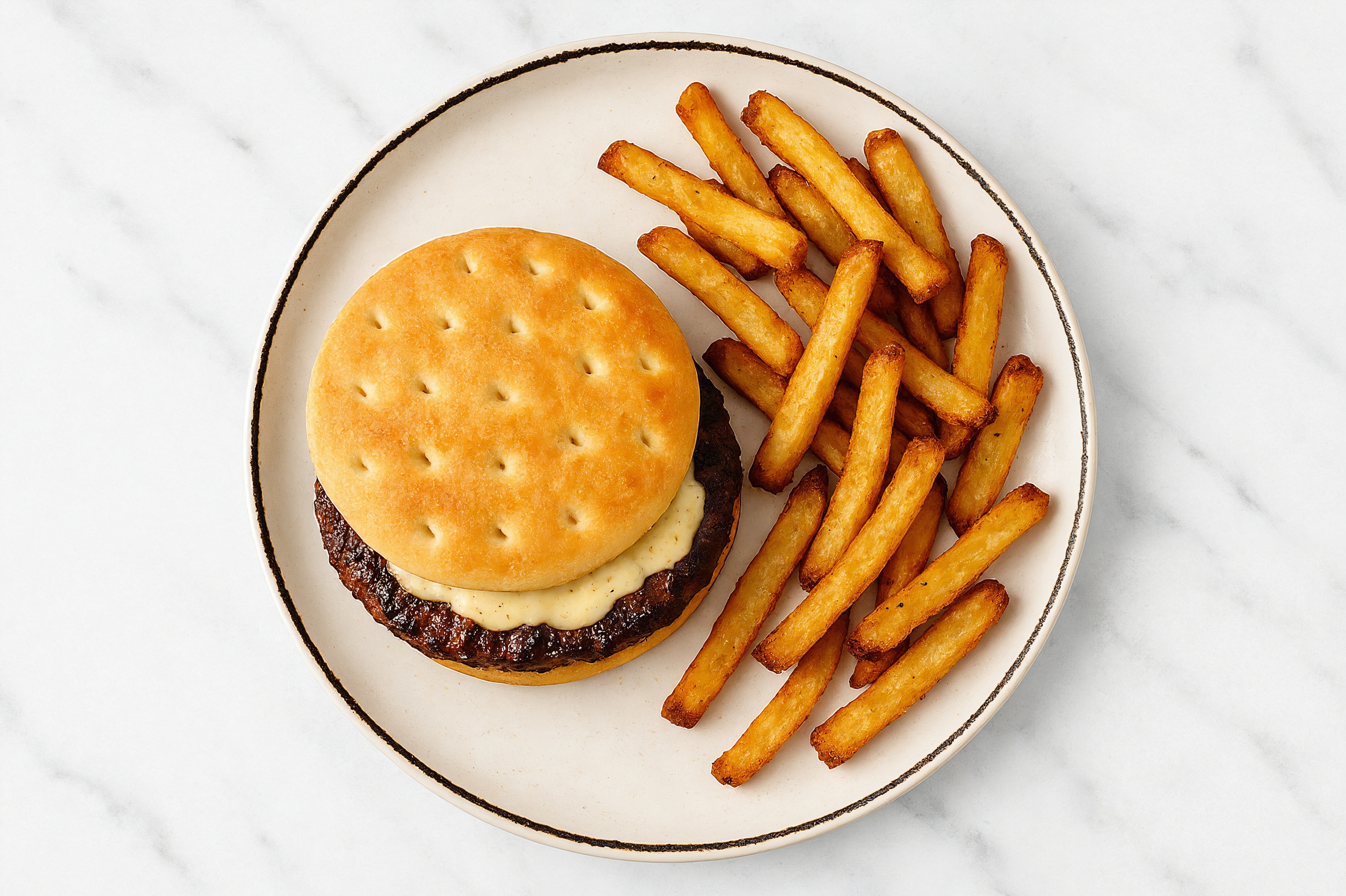 Buffalo Ranch Burger + Fries with Wagyu Beef Patties