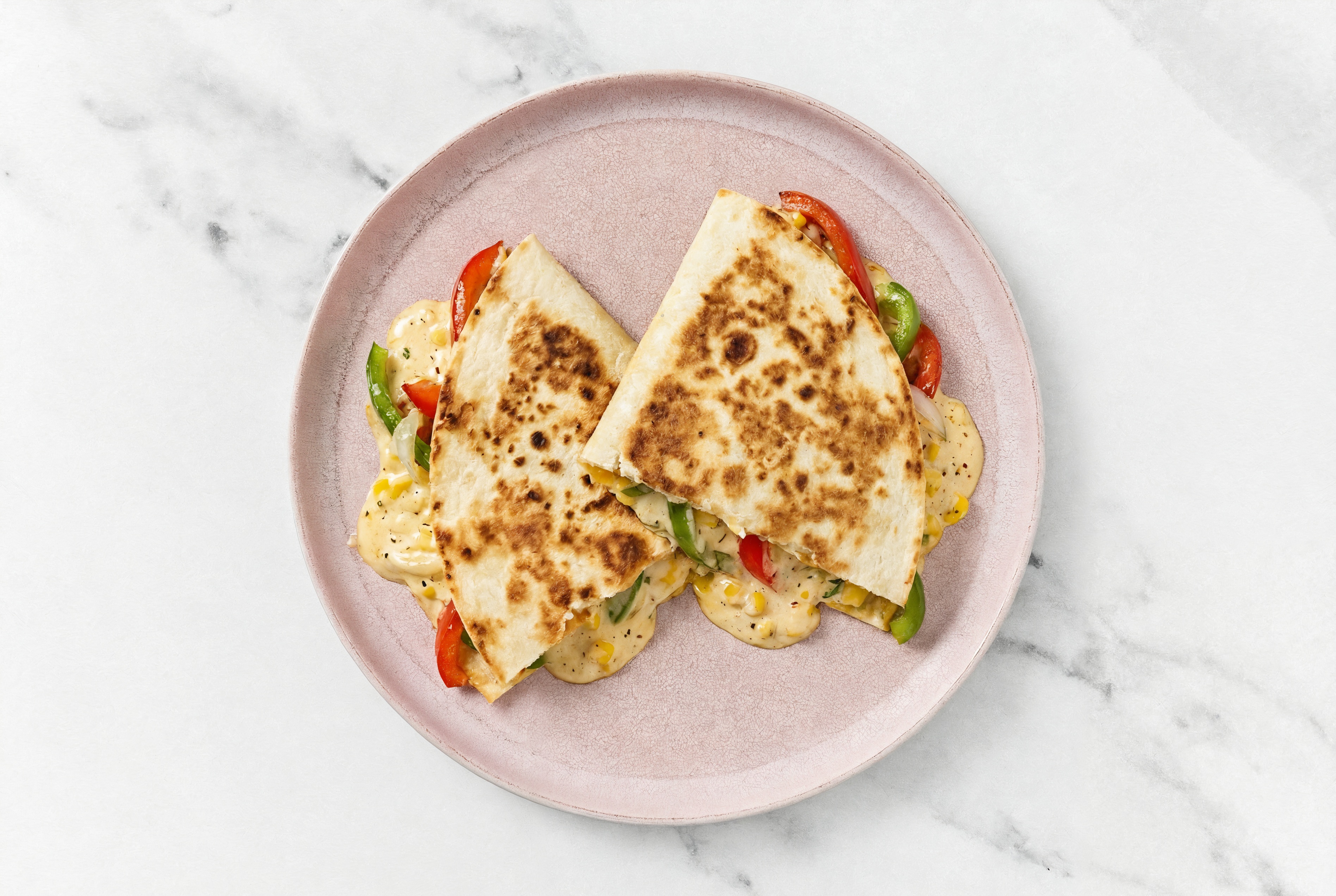 Street Corn Quesadilla with Peppers & Onions