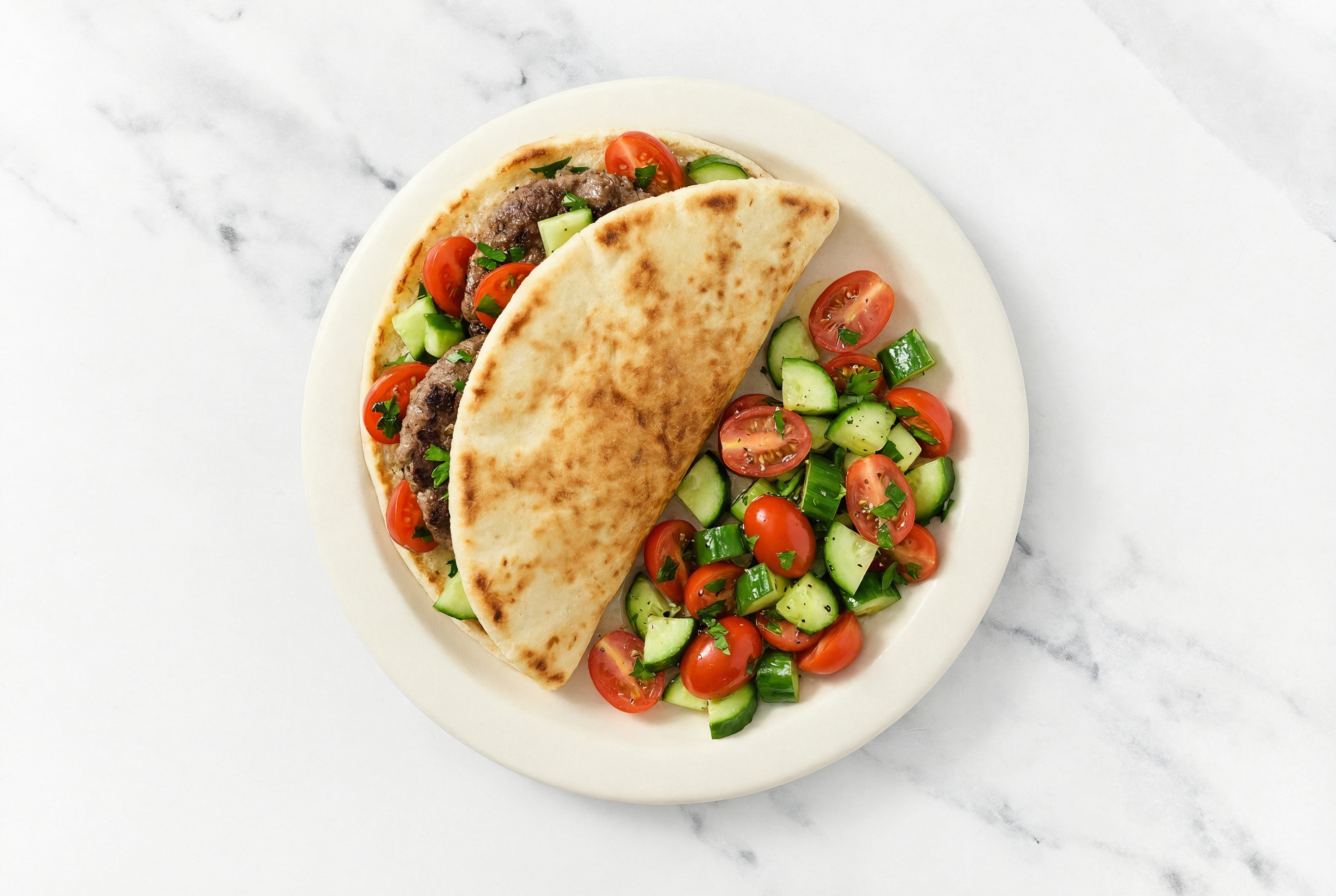 Mediterranean Bison Burger on Traditional Pita