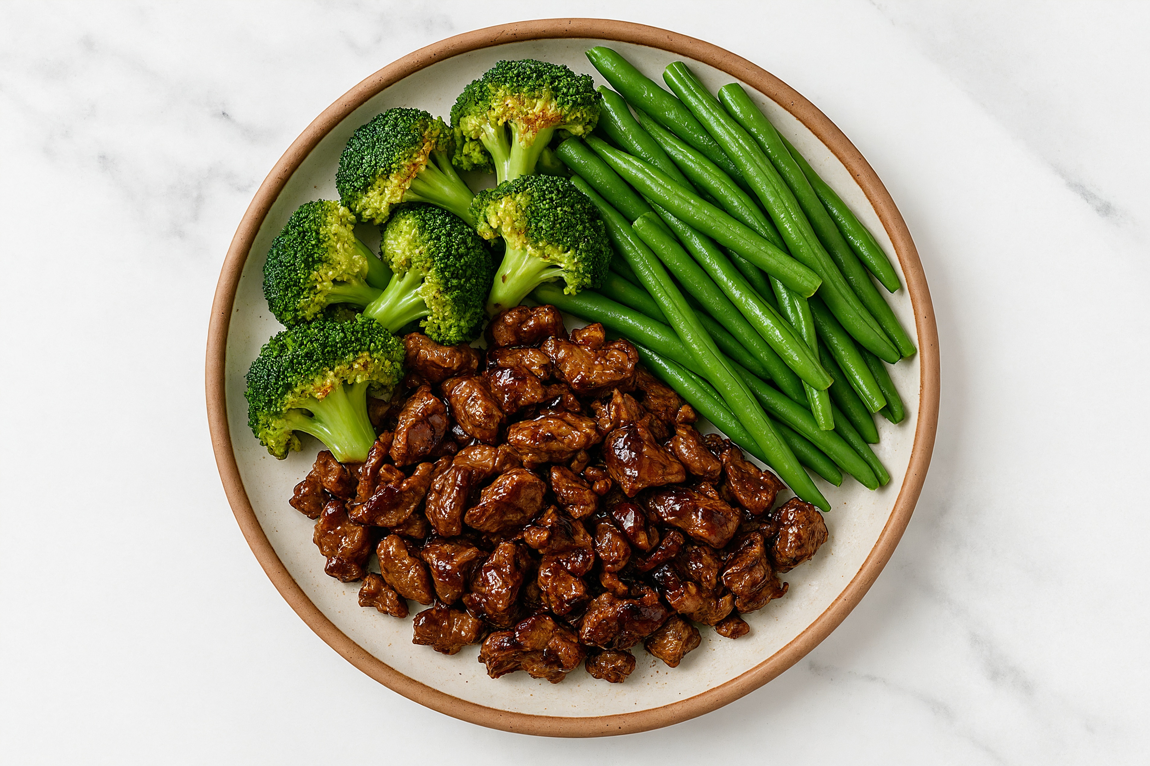 Hearty Honey Garlic Beef + Trimmed Green Beans Veggie Bowl