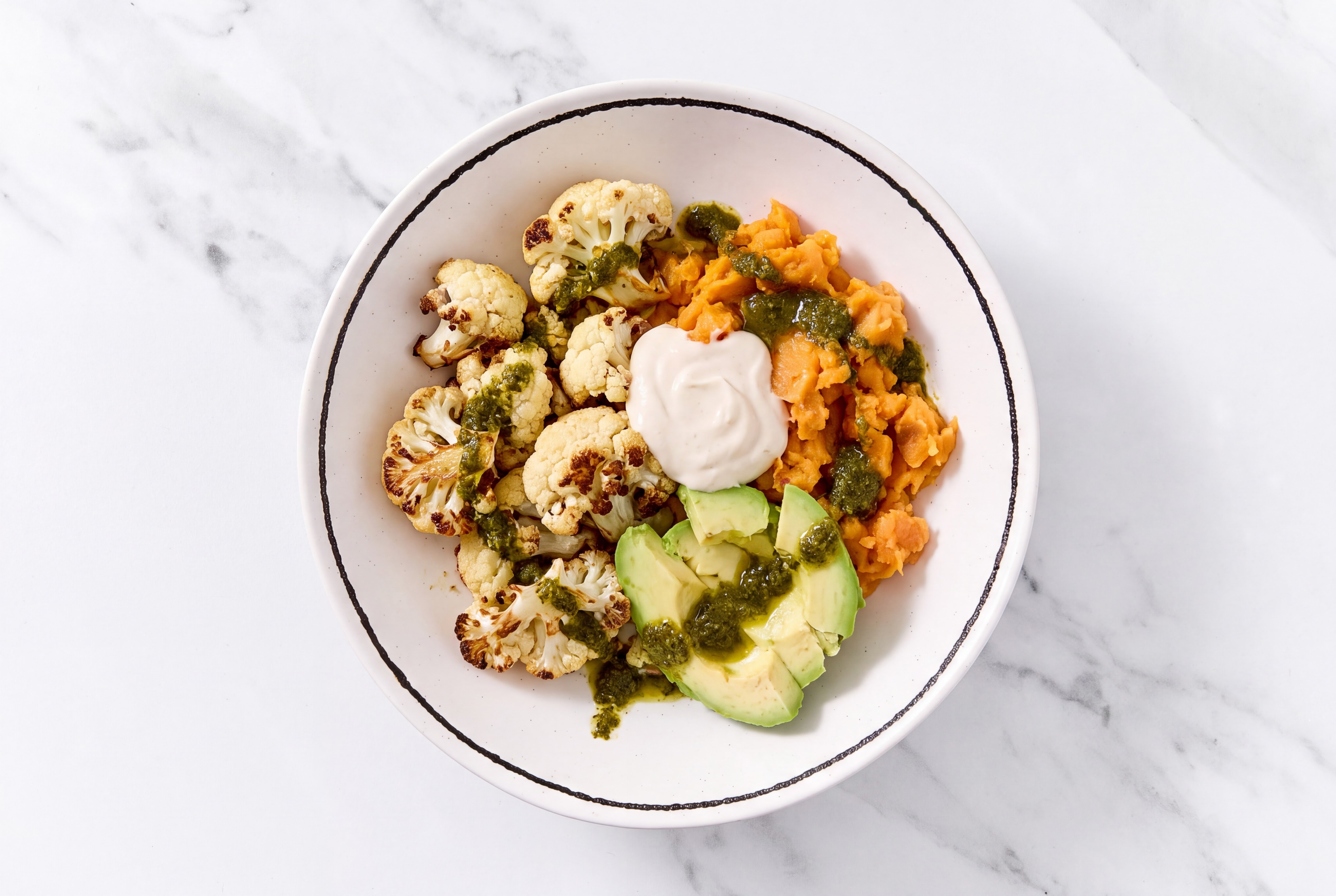 Zhoug Cauliflower Sweet Potato Bowl
