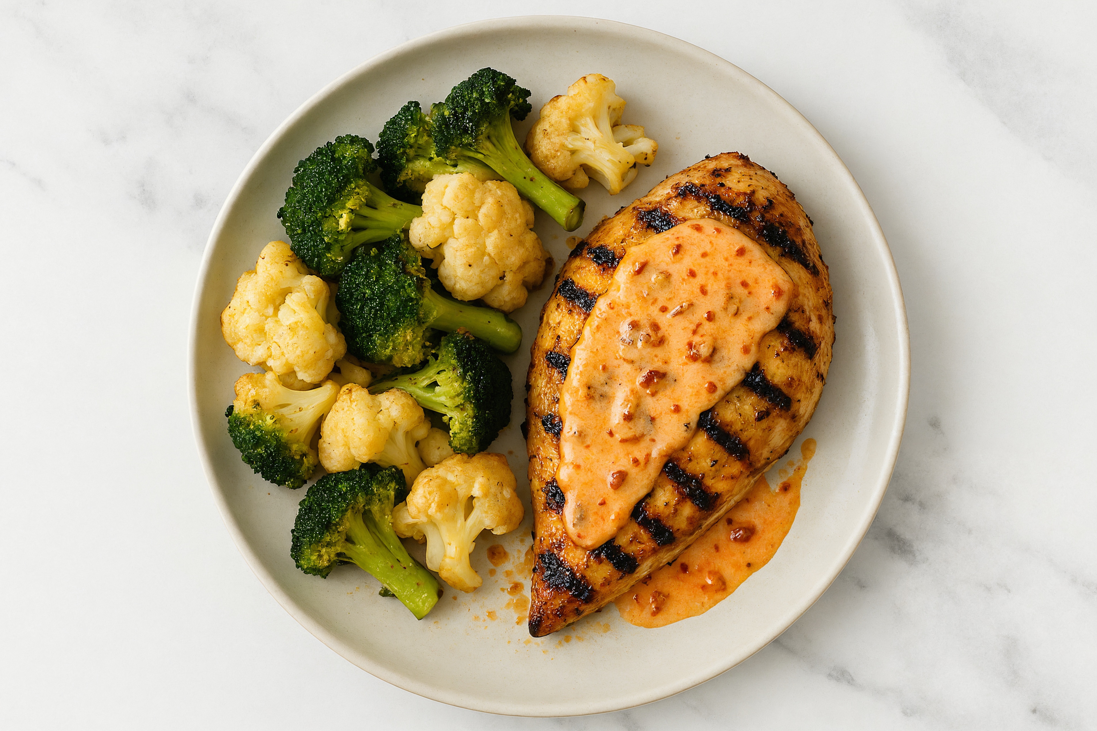 Bang Chicken with Roasted Organic Broccoli + Cauliflower