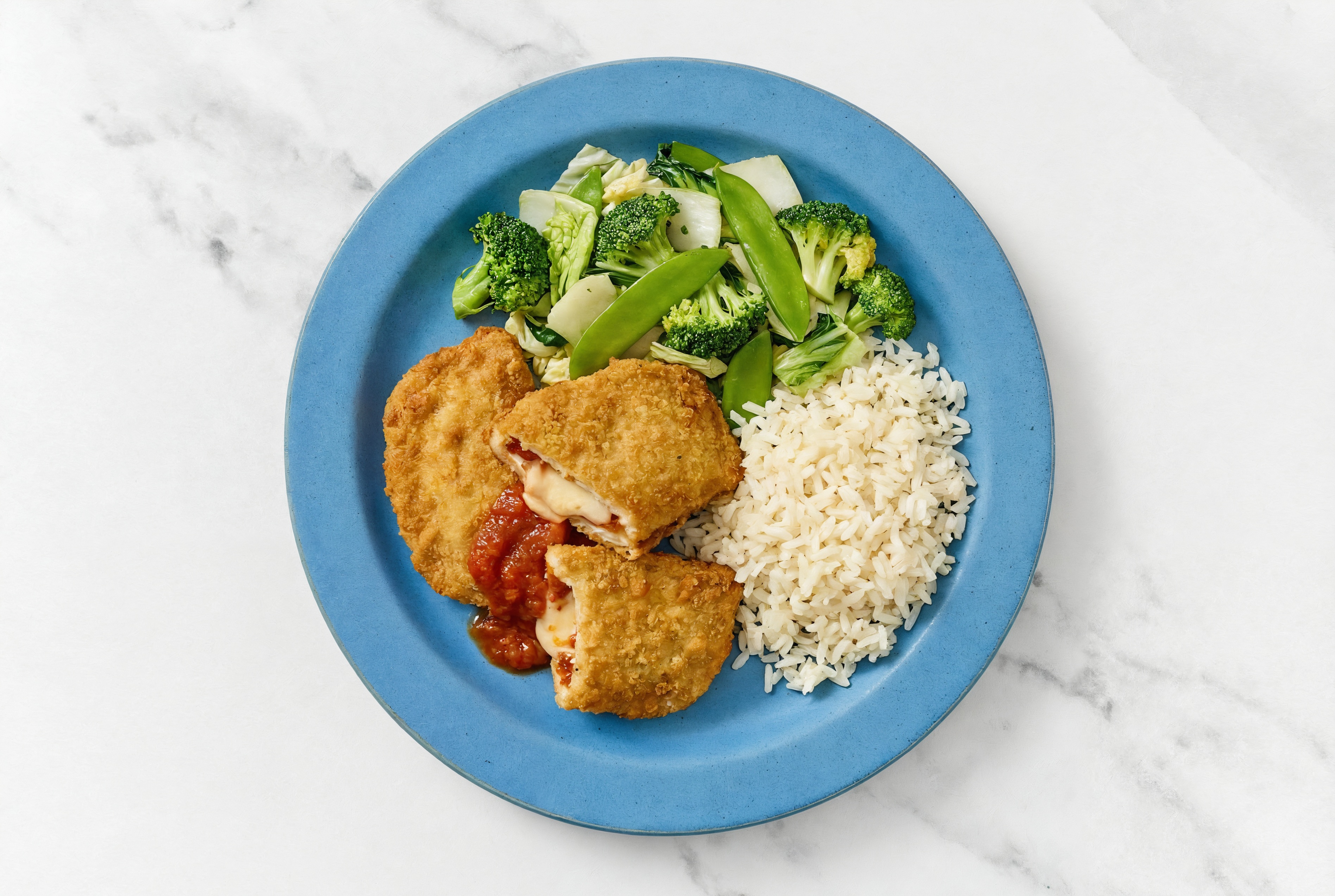 "Chicken" Parm with Bok Choy & White Rice