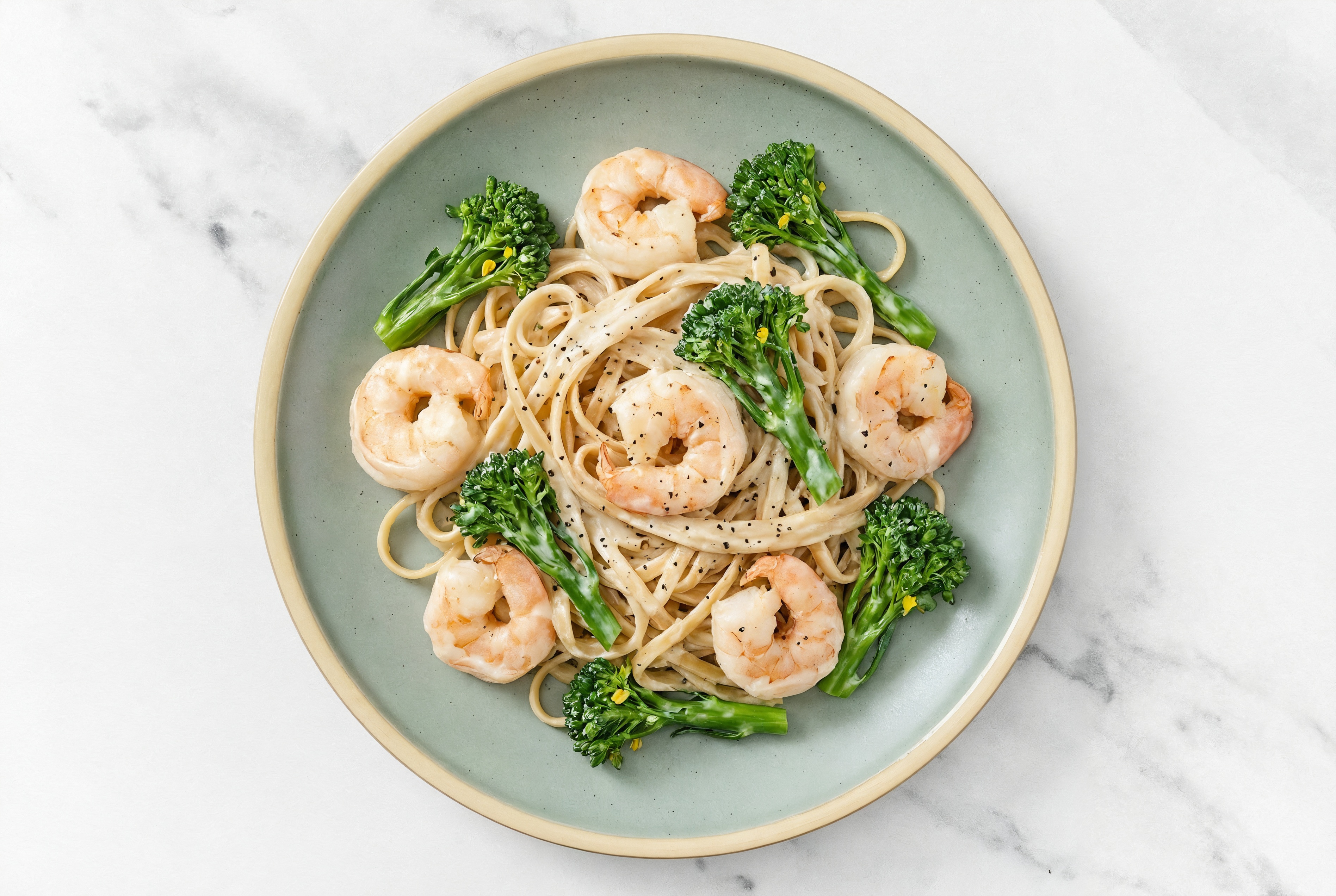 Jumbo Shrimp + Broccoli Linguine Alfredo