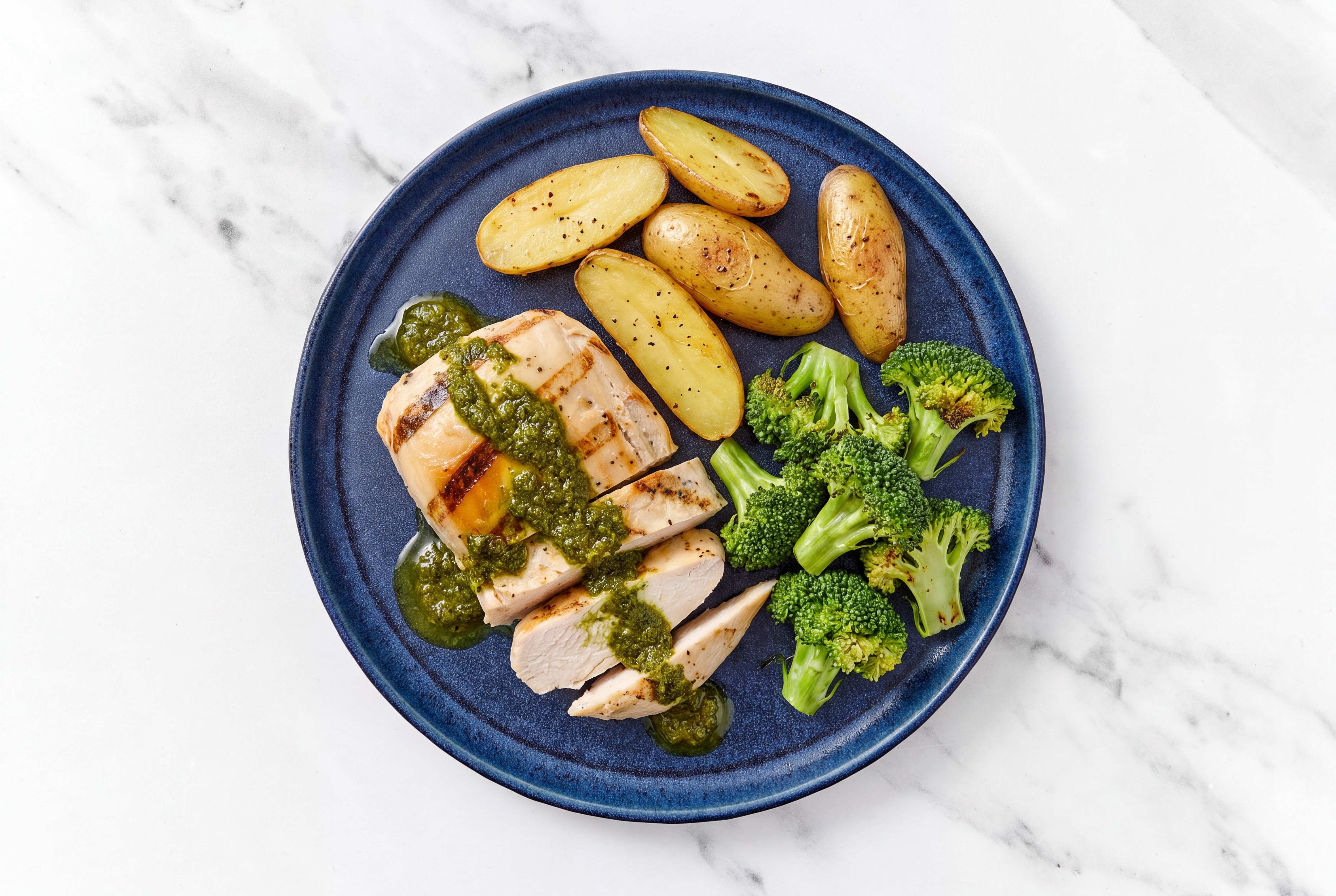 Grilled Zhoug Seasoned Chicken Breast + Crispy Potatoes