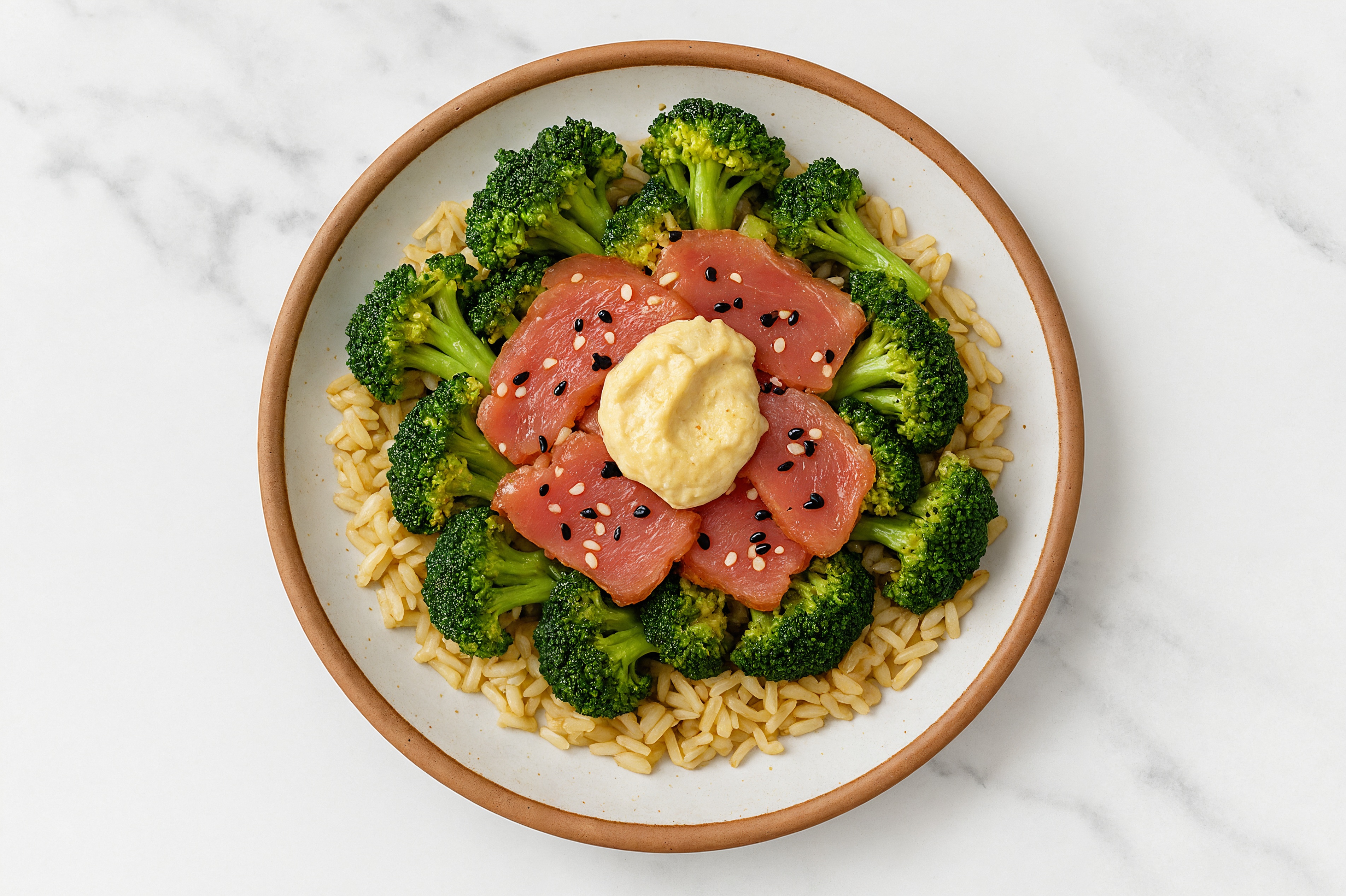Tuna Rice Bowl with Lemon Hummus & Broccoli