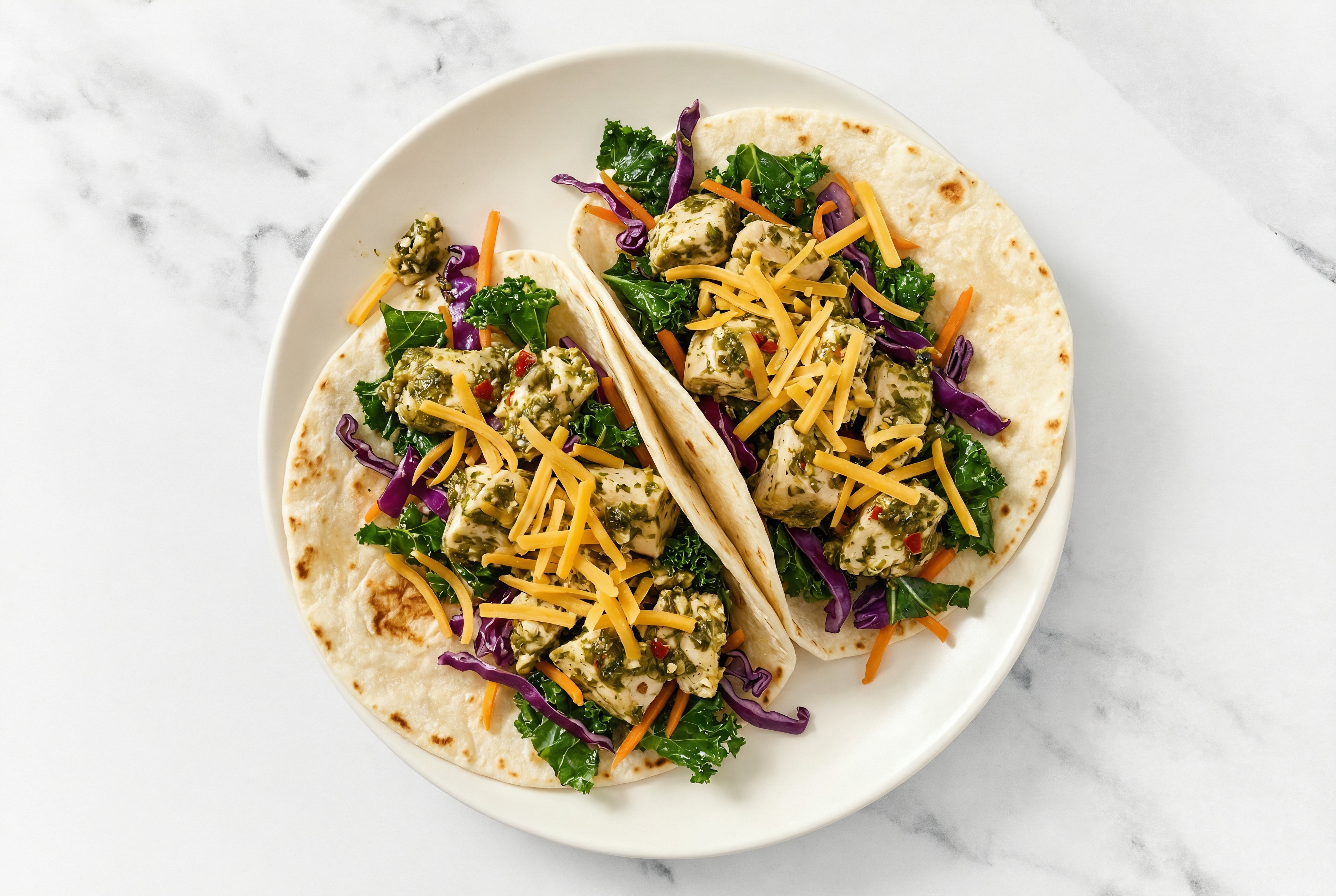Cheesy Cilantro Chicken + Veggie Tacos with Sharp Cheddar Bar