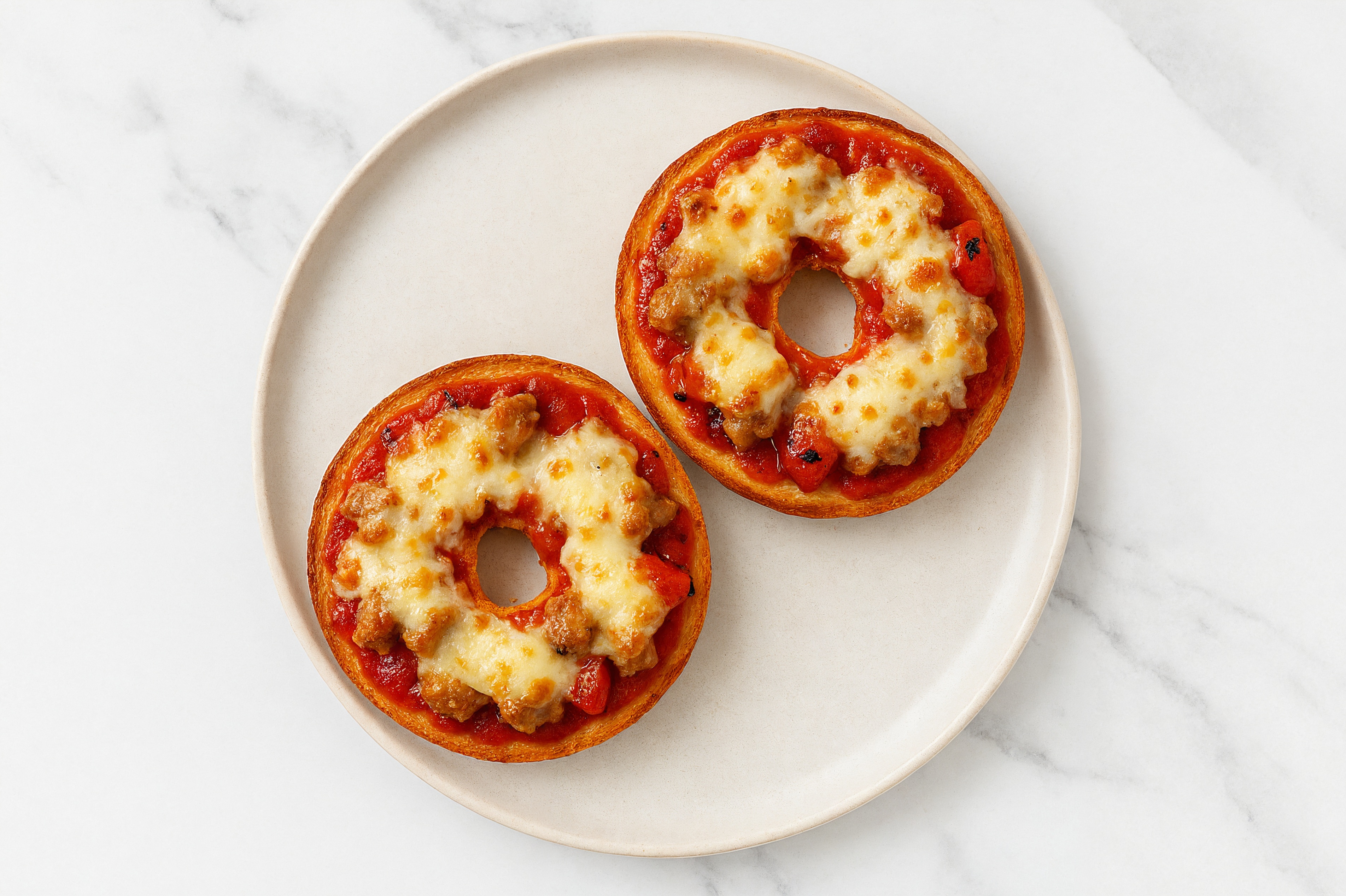 Classic Pork Sausage + Roasted Bell Pepper Pizza Gluten-Free Plain Bagels
