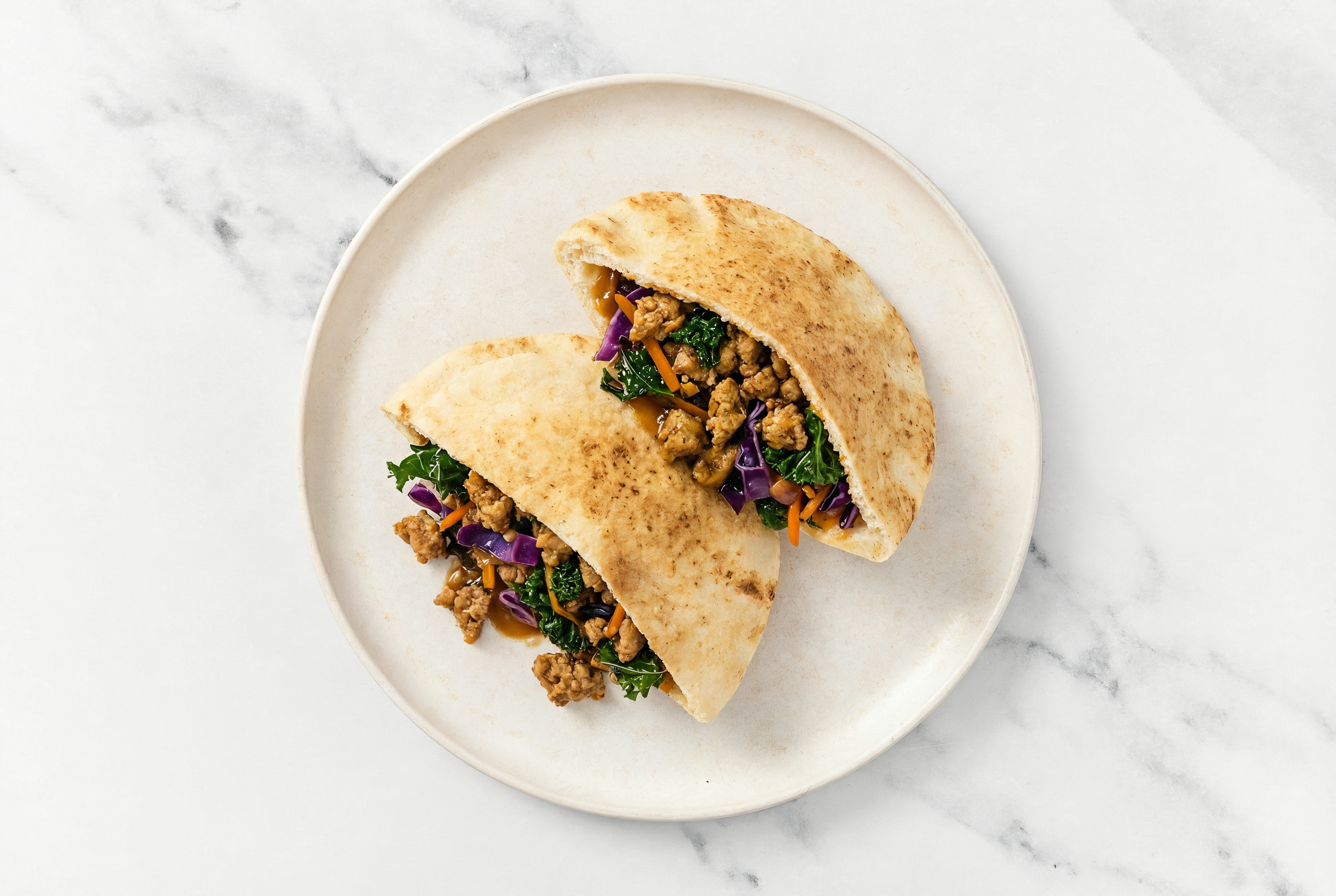 Garlicky Ground Turkey Traditional Pita Pocket