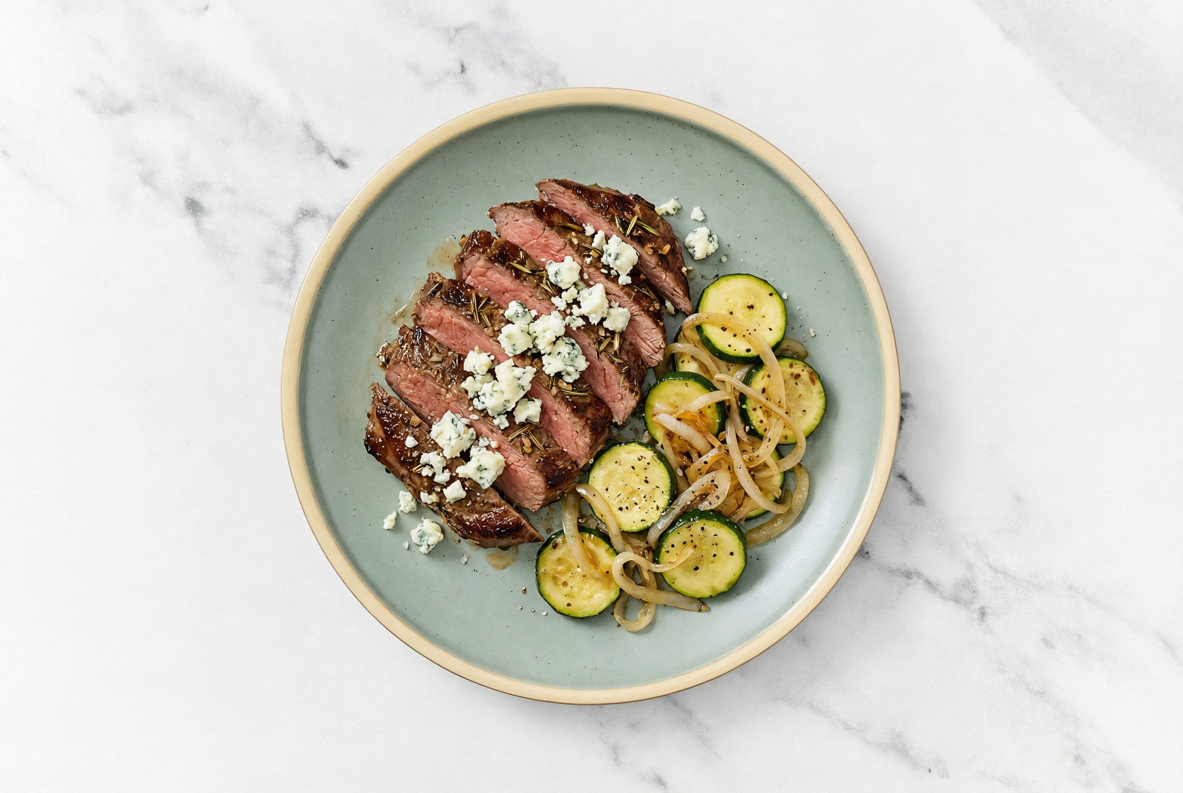 Blue Cheese Flank Steak + Sautéed Veggies
