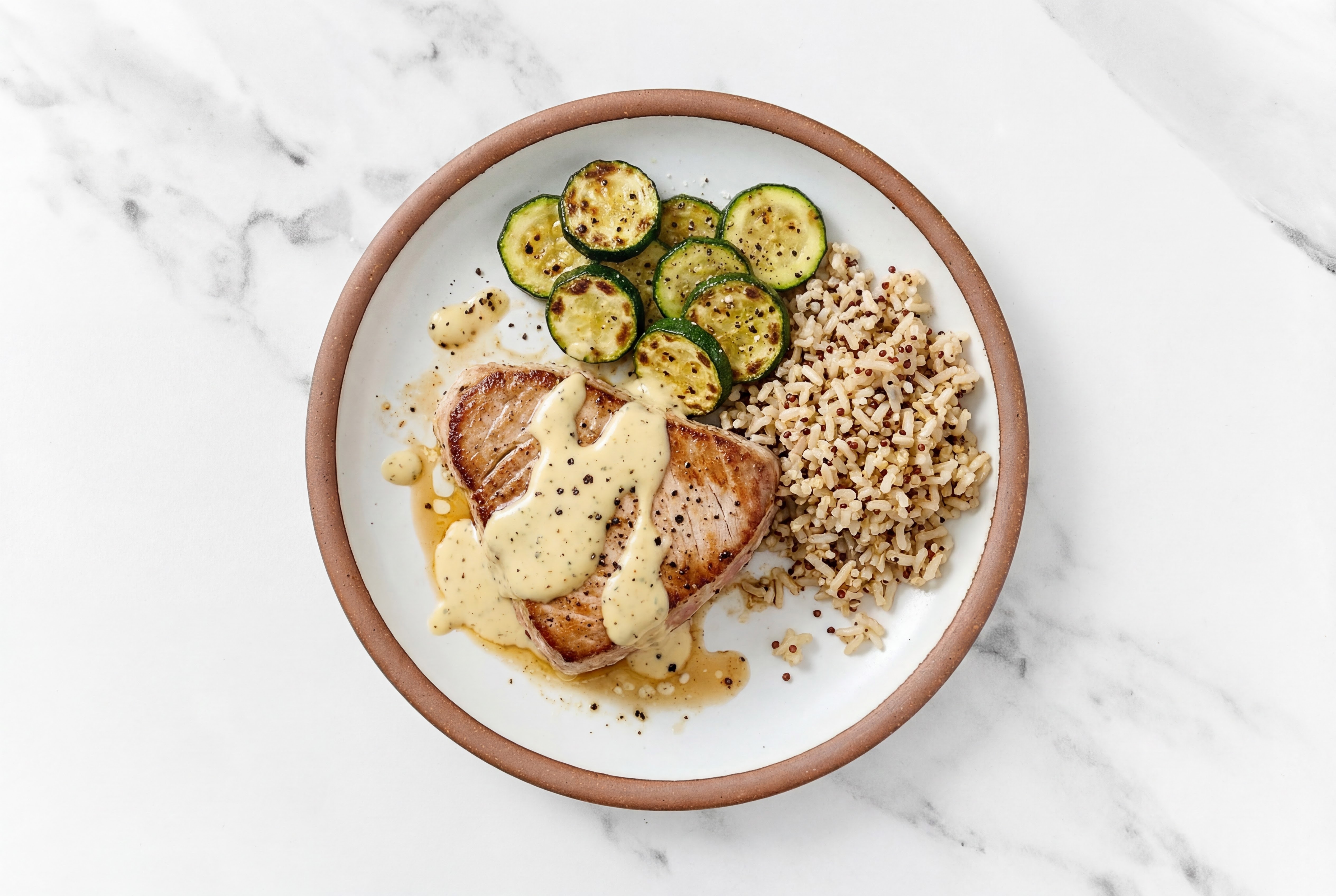 Herby Creamy Caesar Seared Tuna + Zucchini