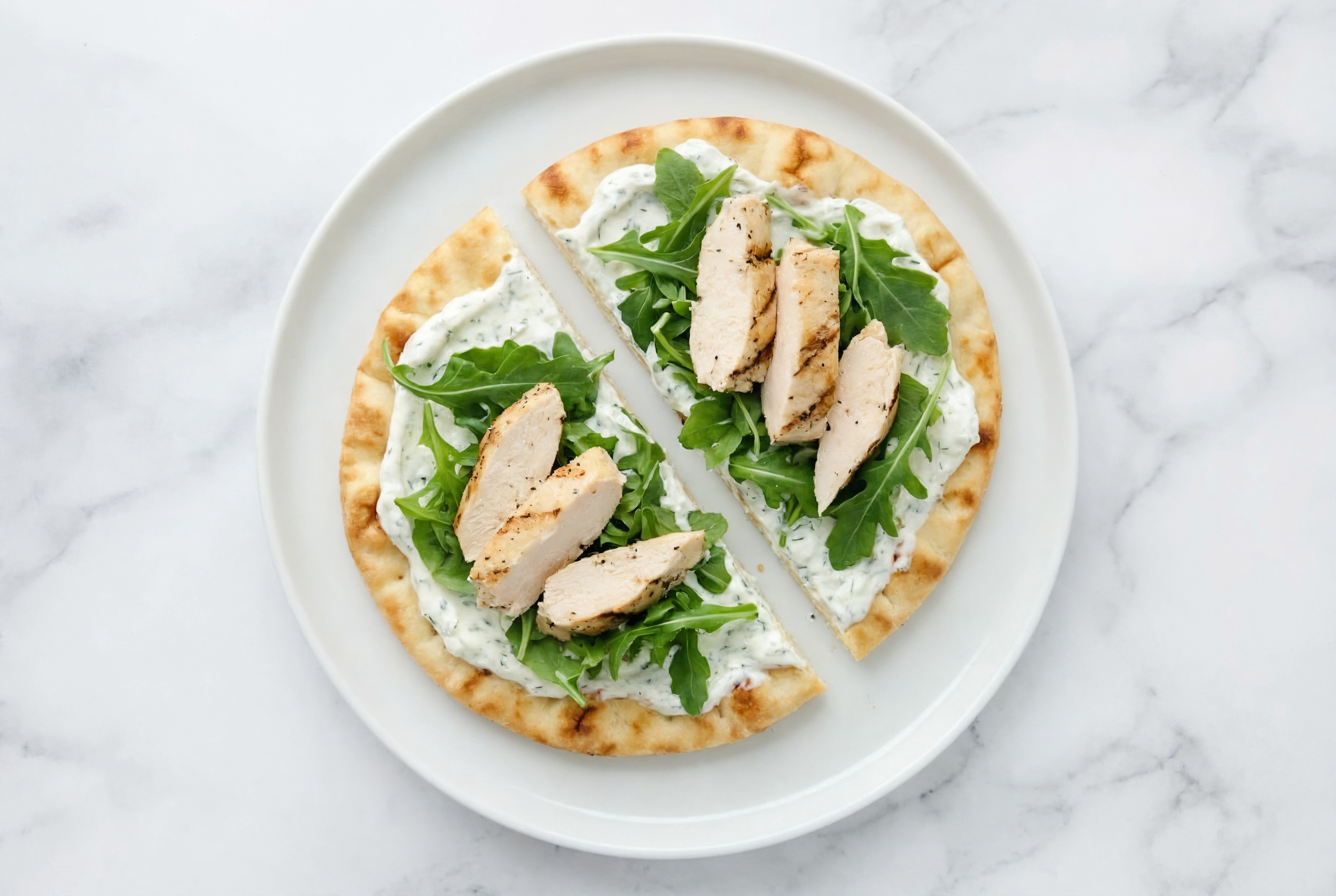 Hearty Mediterranean Inspired Seasoned Grilled Chicken Breast Flatbread