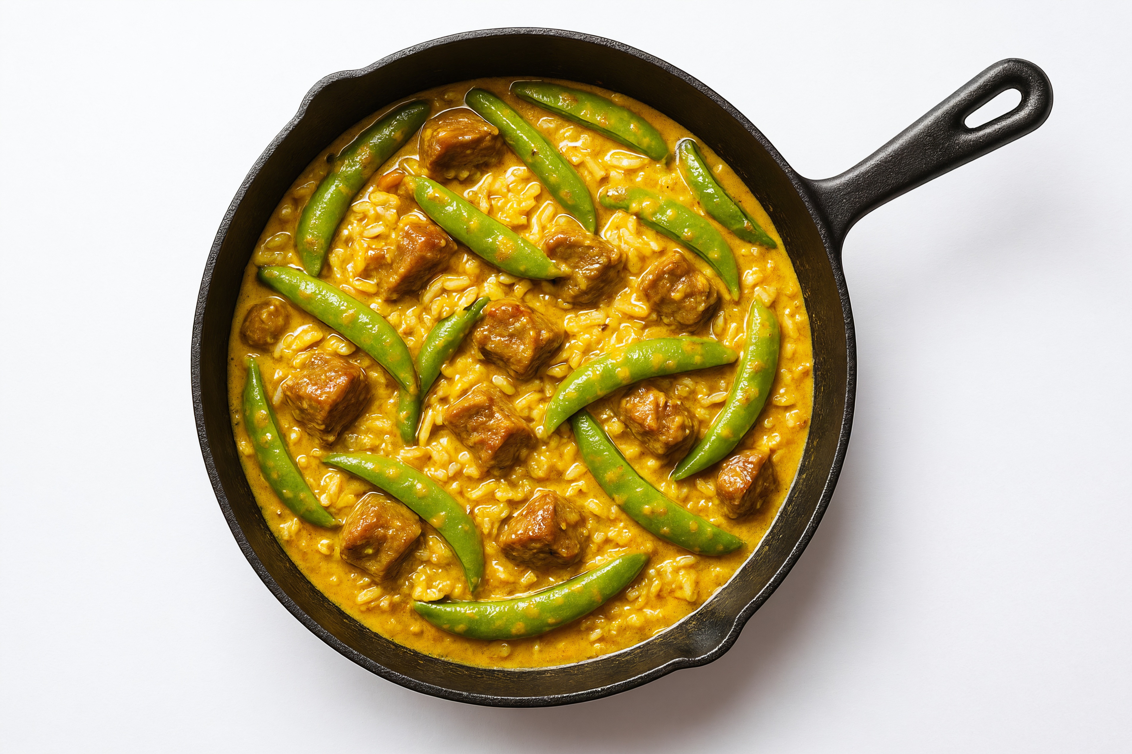 Curry Pea Snap + Lamb Stir-Fry with Long Grain White Rice