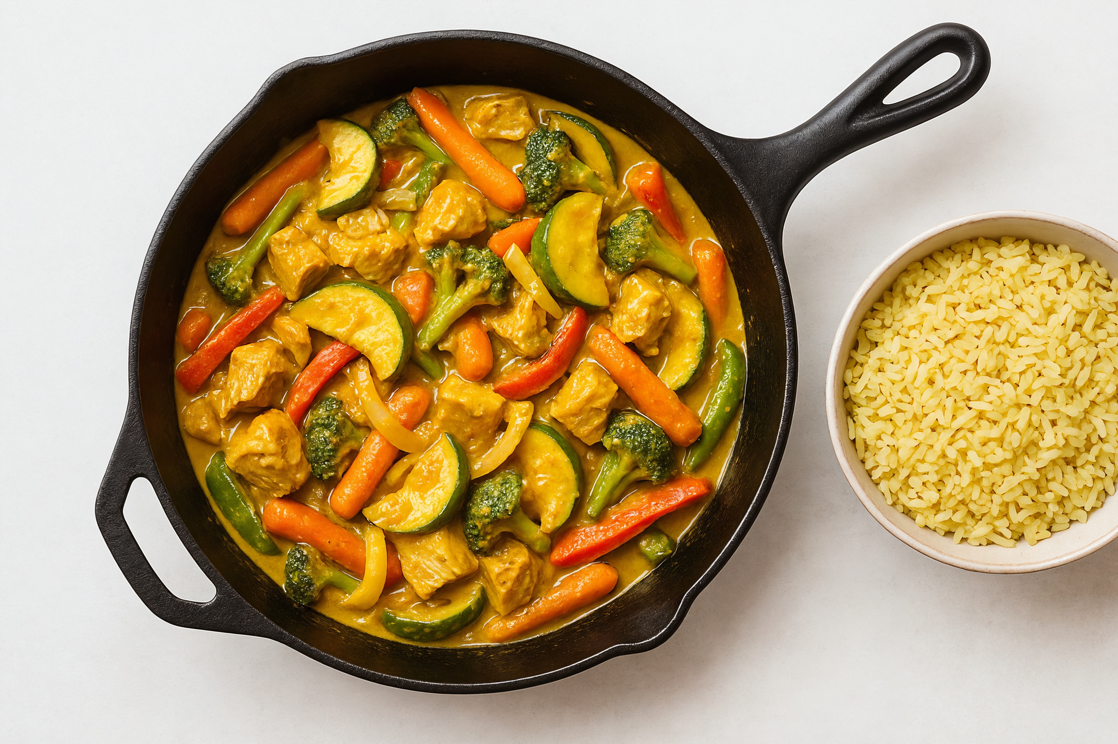 Coconut Curry Albacore Tuna Stir-Fry with Mixed Veggies over Jasmine Rice