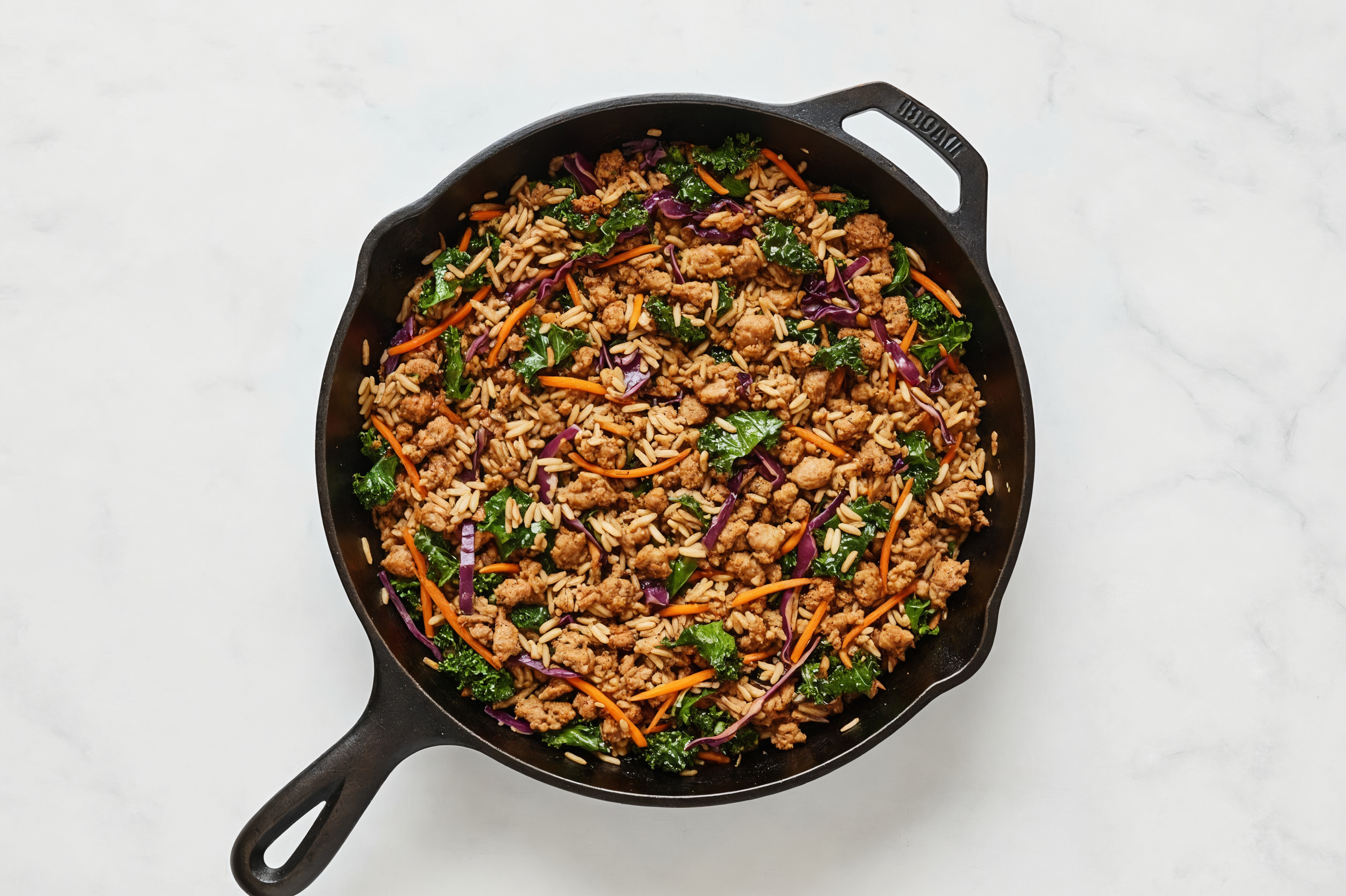 Japanese Bbq Rainbow Veggie + Ground Turkey Stir-Fry with Long Grain White Rice