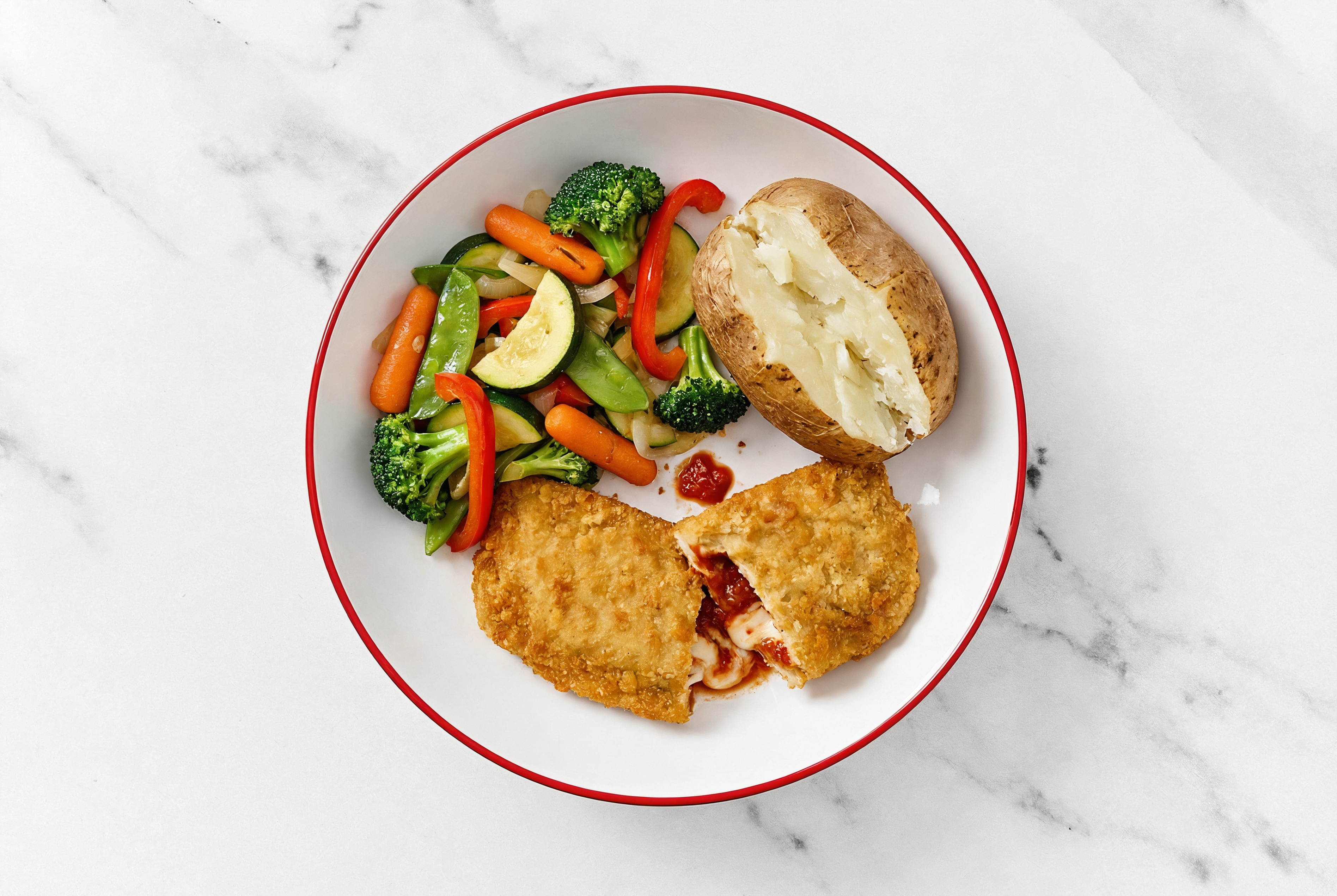"Chicken" Parm with Veggies & Russet Potato