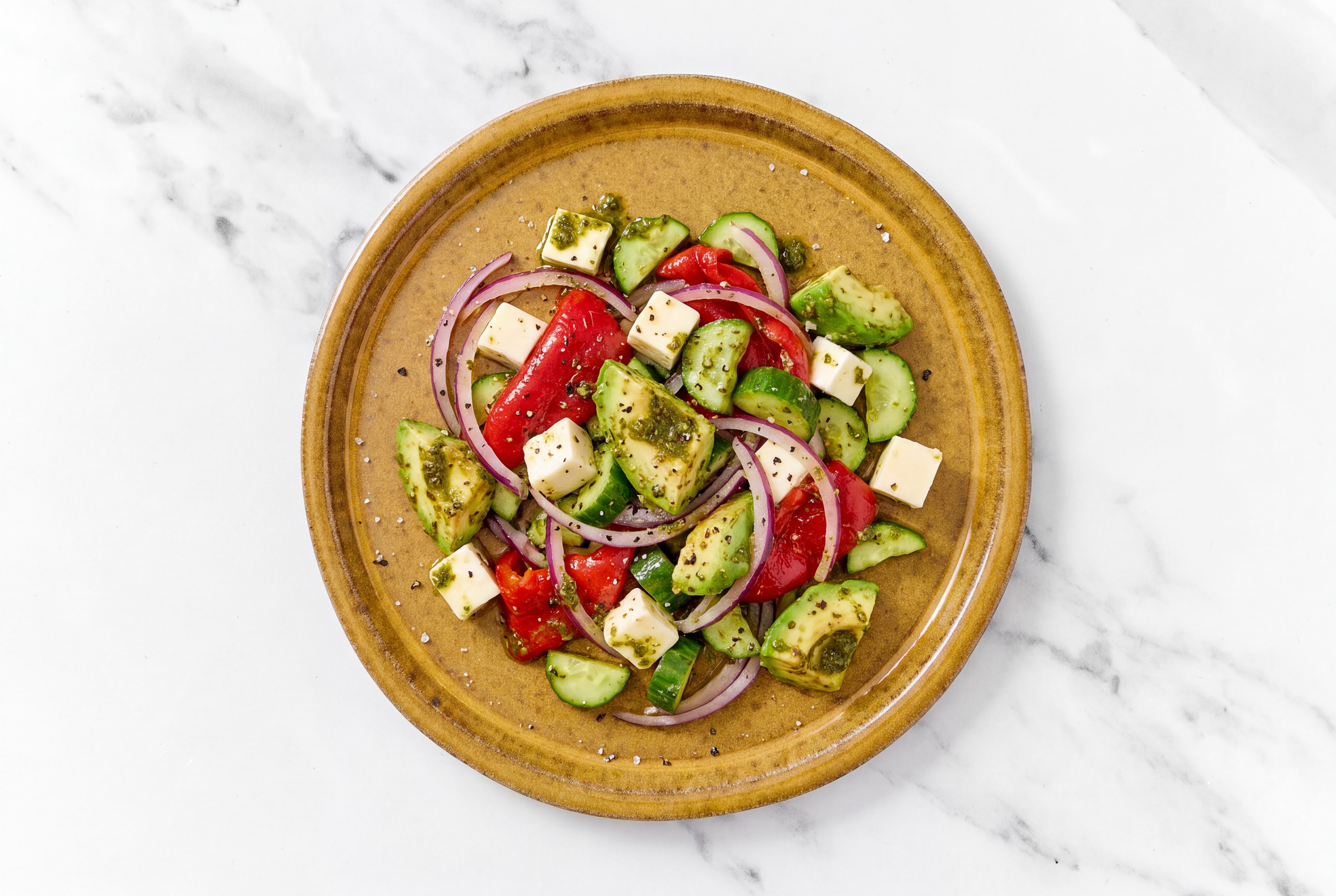 Herby Avocado + Mozzarella Chopped Salad